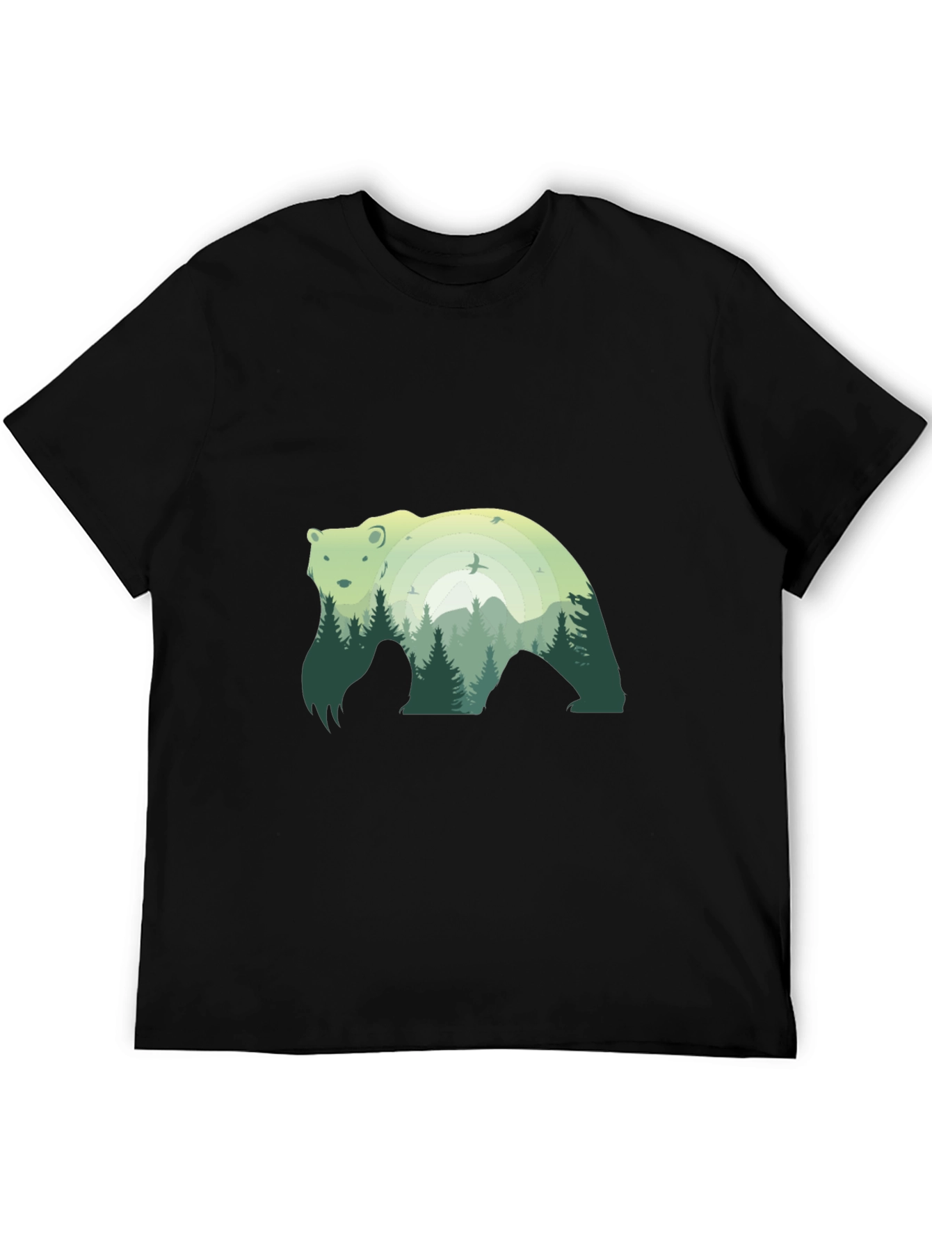 Nature Bear Graphic Tee - Stylish Black T-Shirt