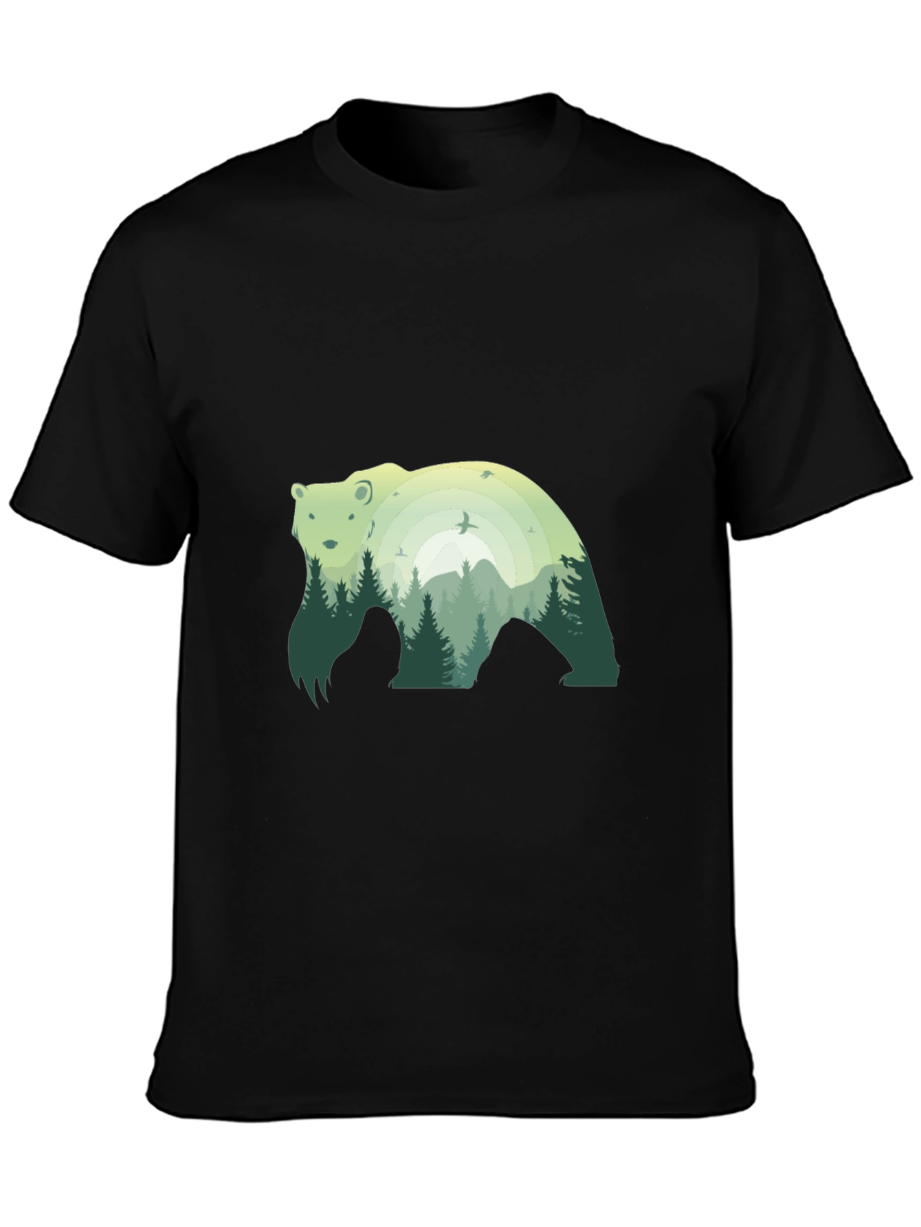 Nature Bear Graphic Tee - Stylish Black T-Shirt