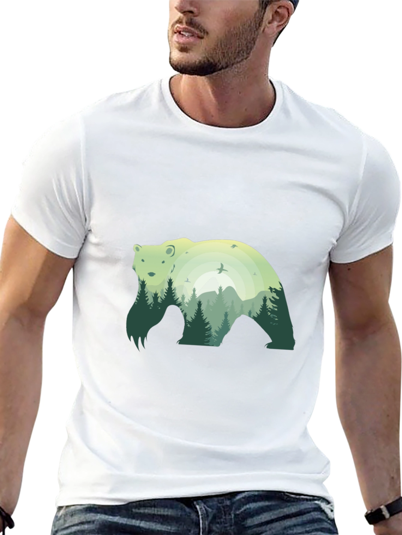 Nature Bear Graphic Tee - Stylish Black T-Shirt