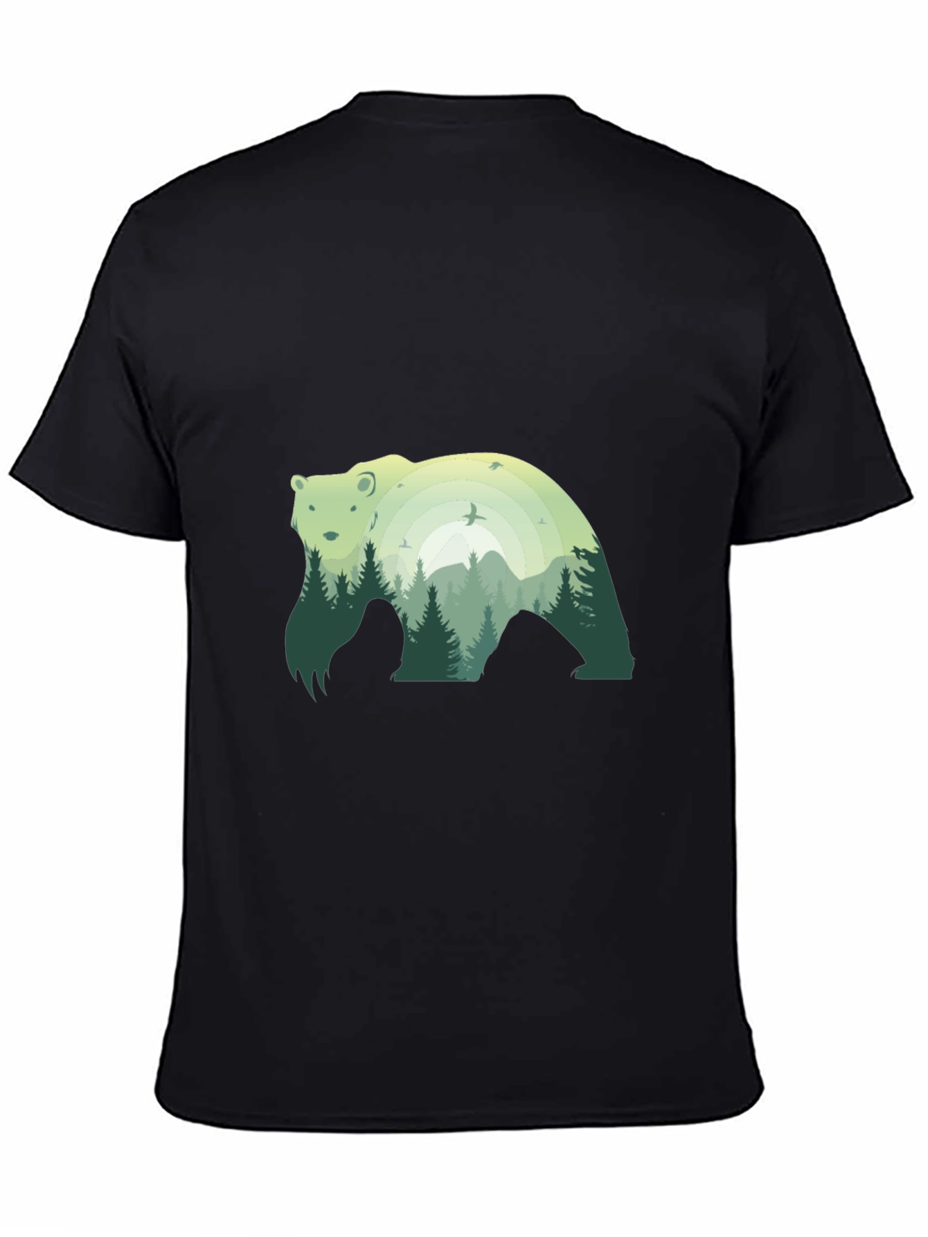 Nature Bear Graphic Tee - Stylish Black T-Shirt