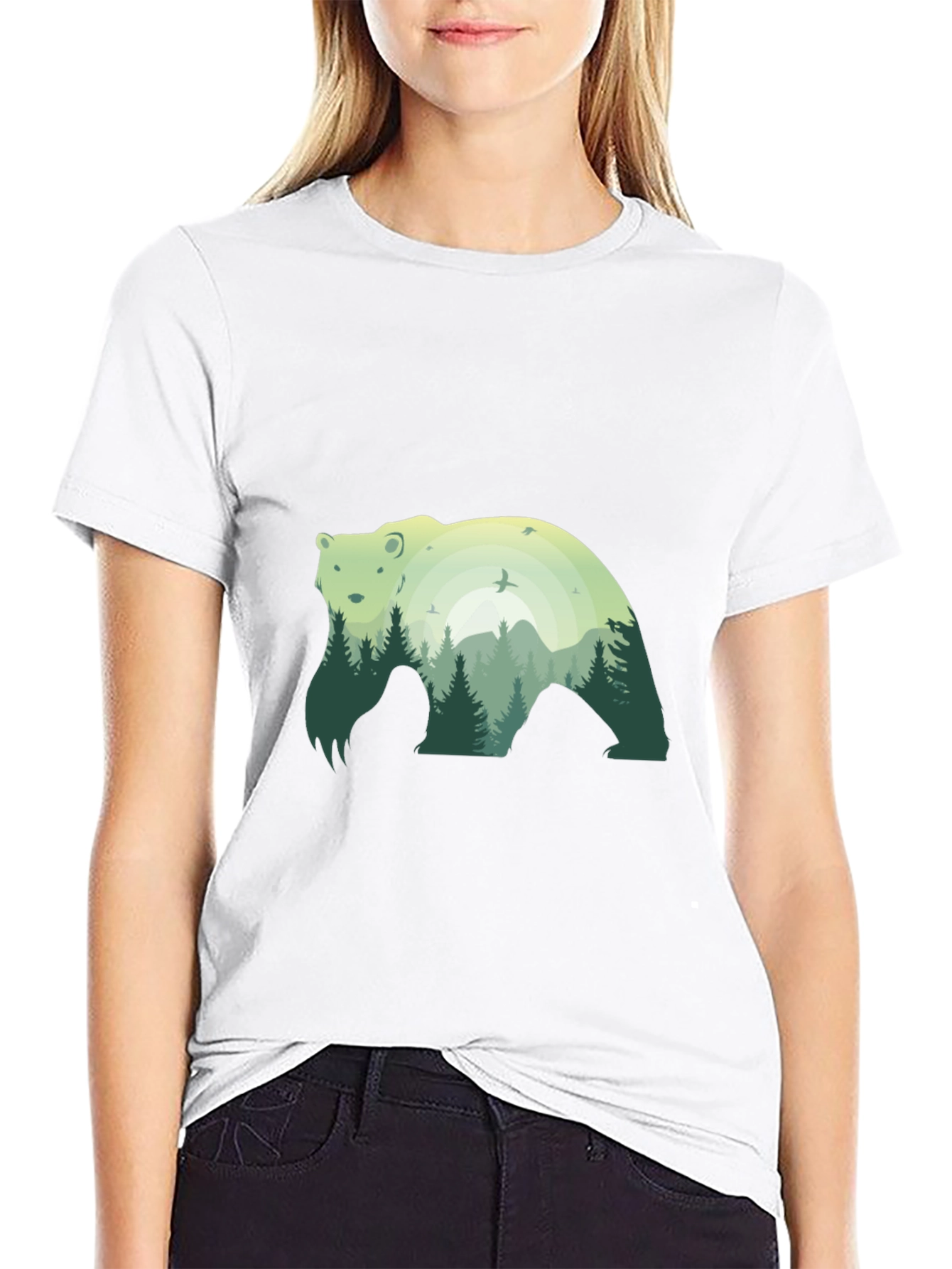 Nature Bear Graphic Tee - Stylish Black T-Shirt