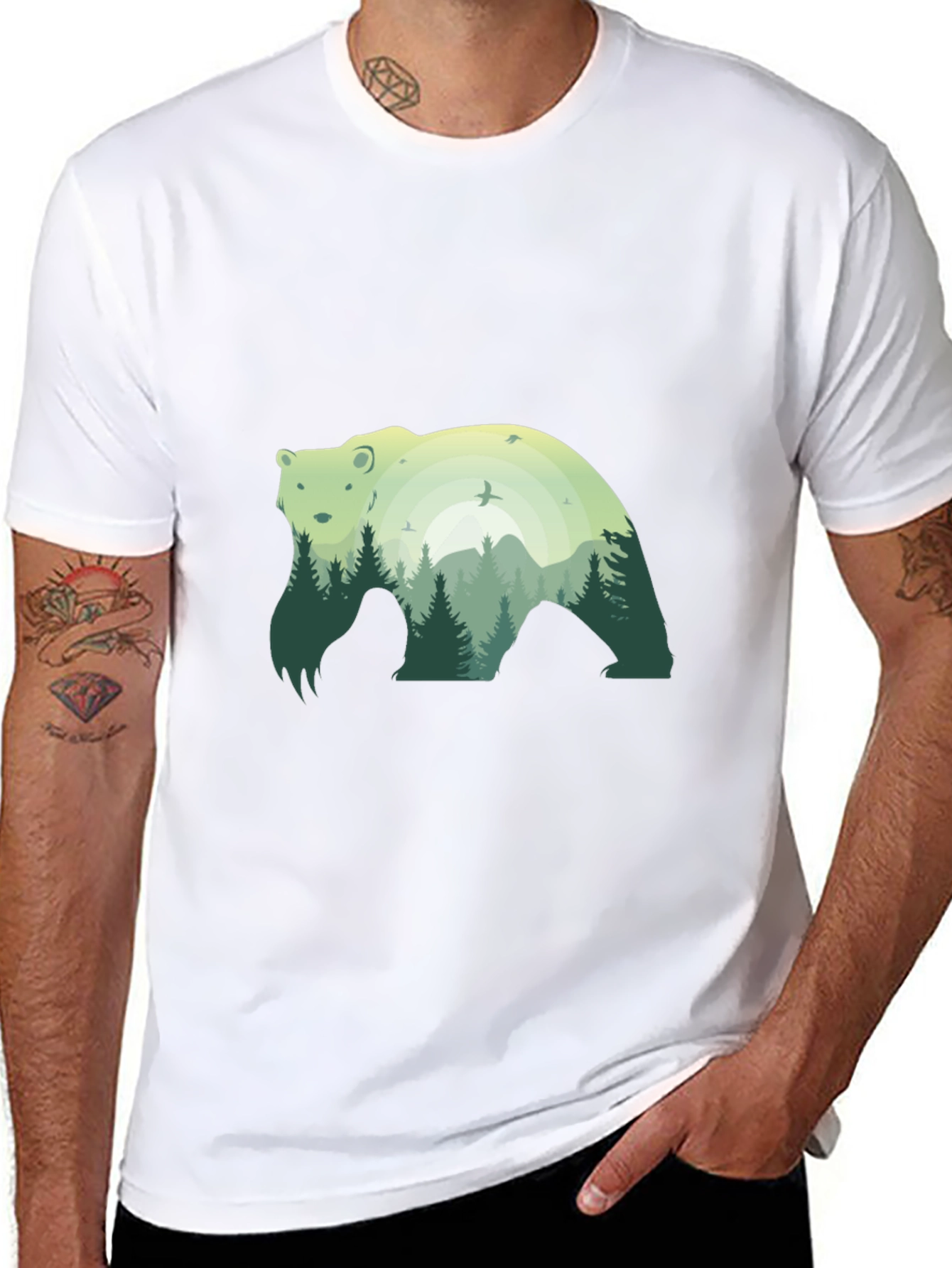 Nature Bear Graphic Tee - Stylish Black T-Shirt