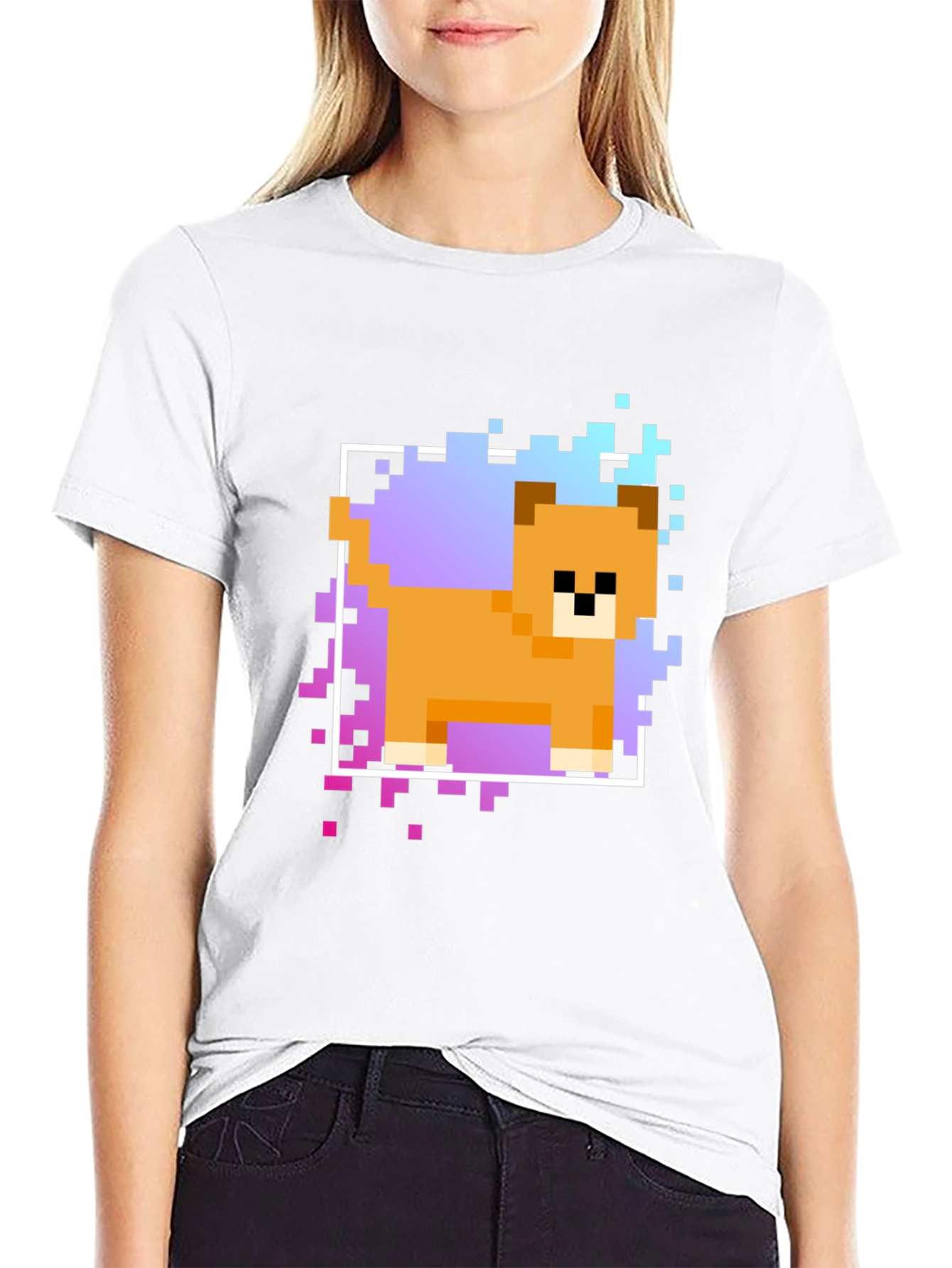 Pixel Dog Graphic T-Shirt - Trendy Casual Wear