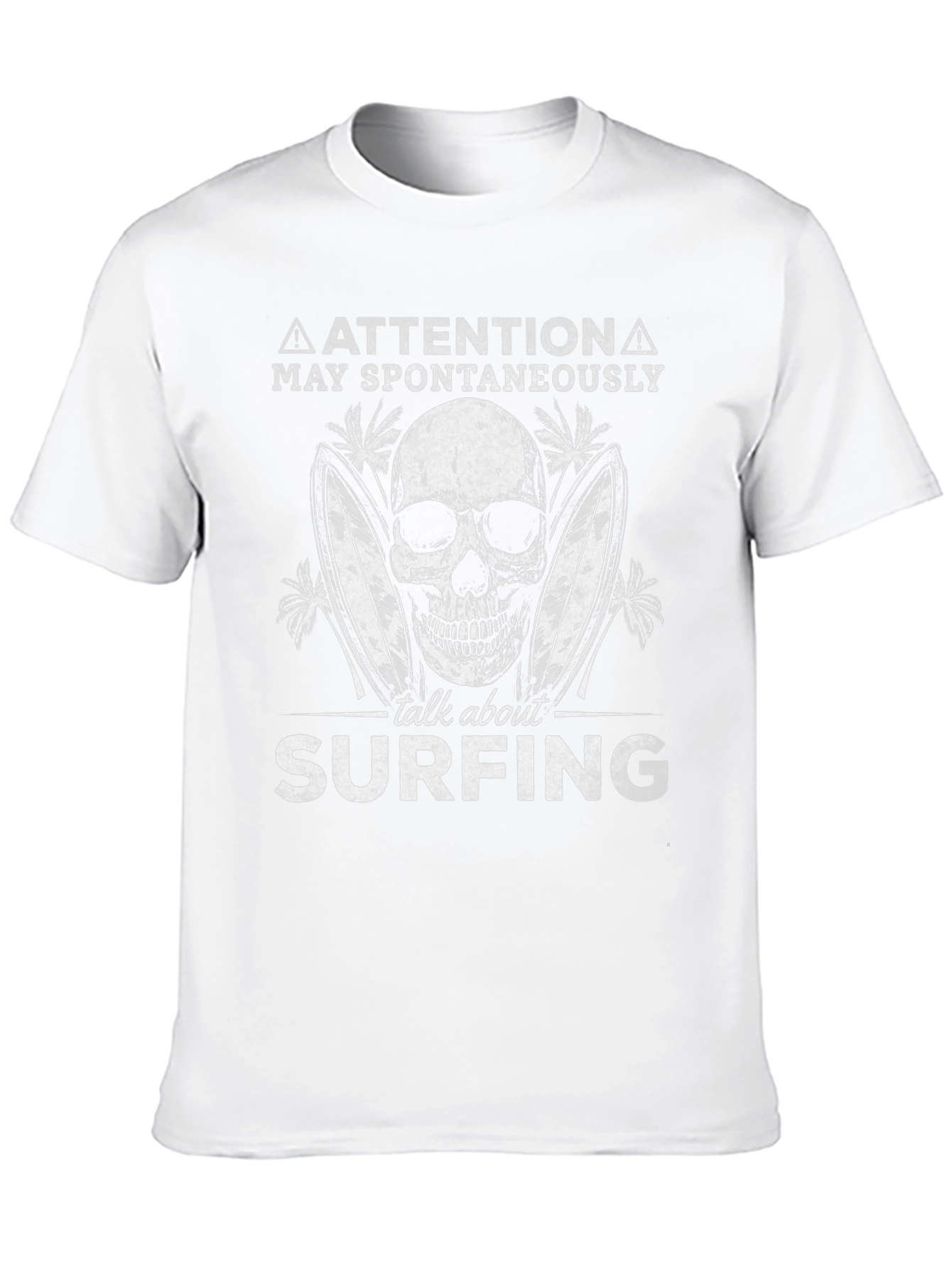Attention Surfing Skull Graphic T-Shirt