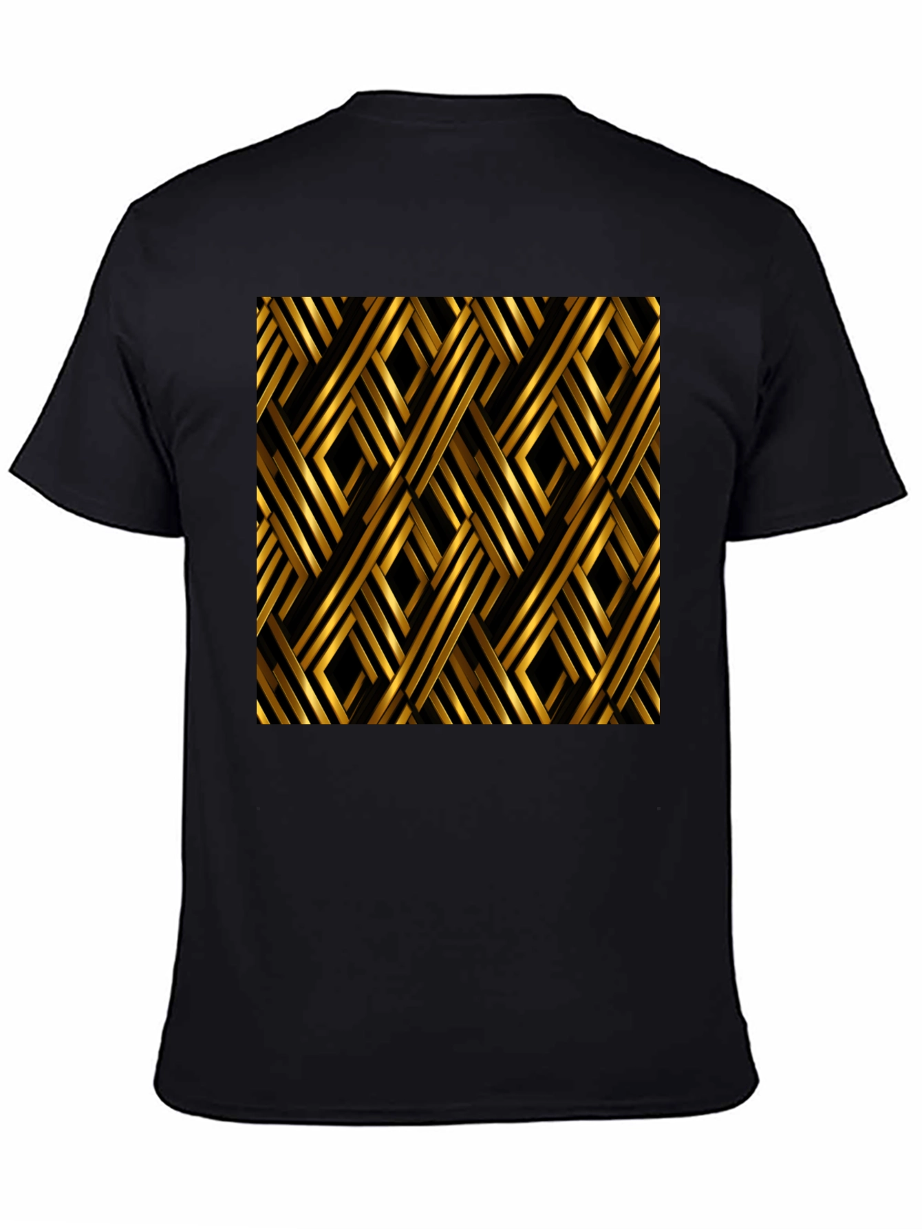 Geometric Gold Pattern Black T-Shirt