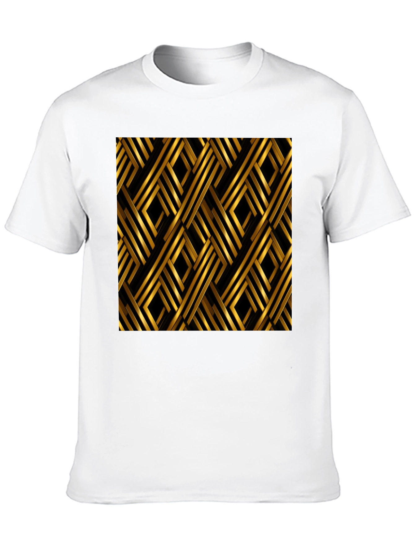 Geometric Gold Pattern Black T-Shirt
