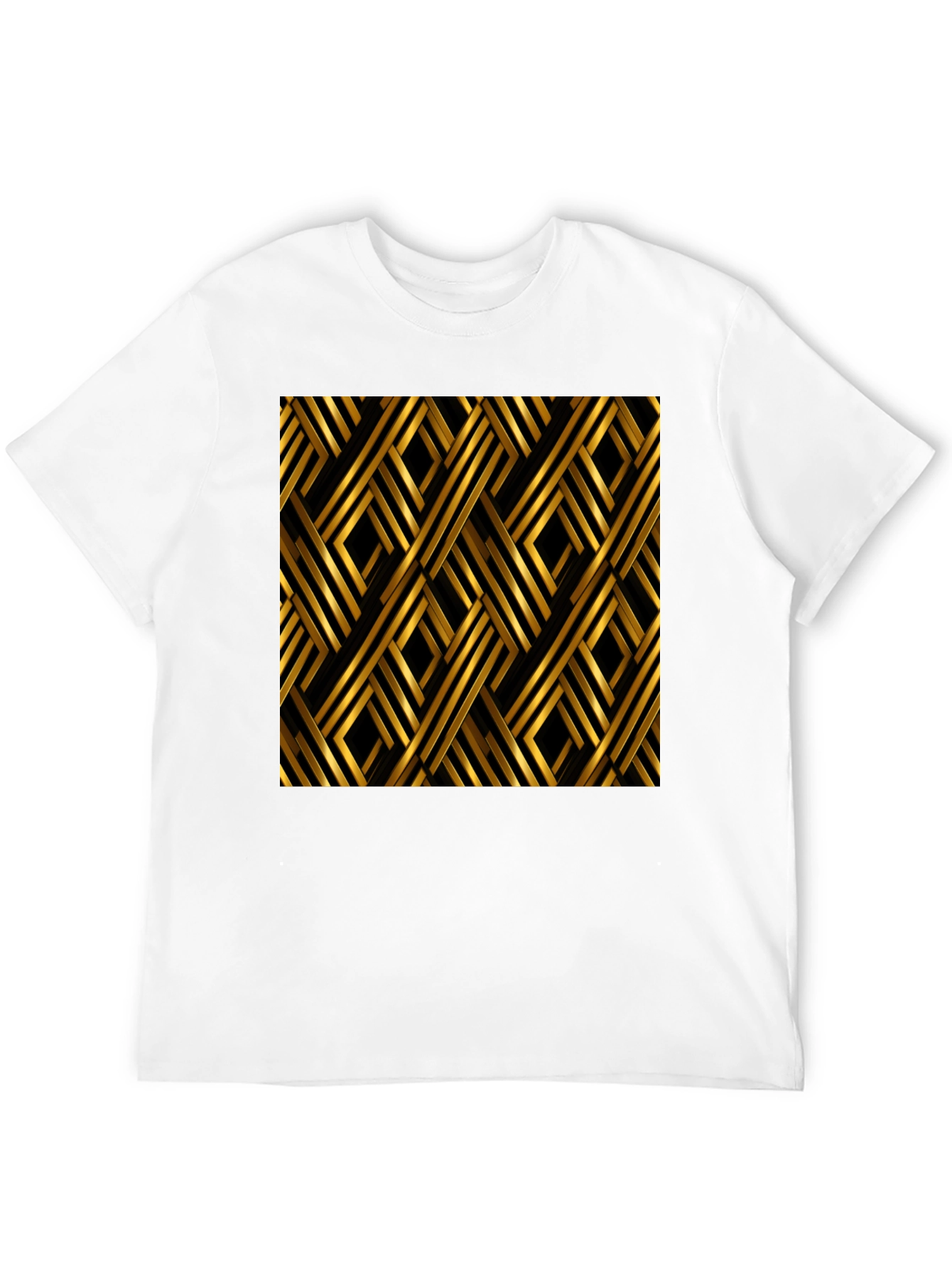 Geometric Gold Pattern Black T-Shirt
