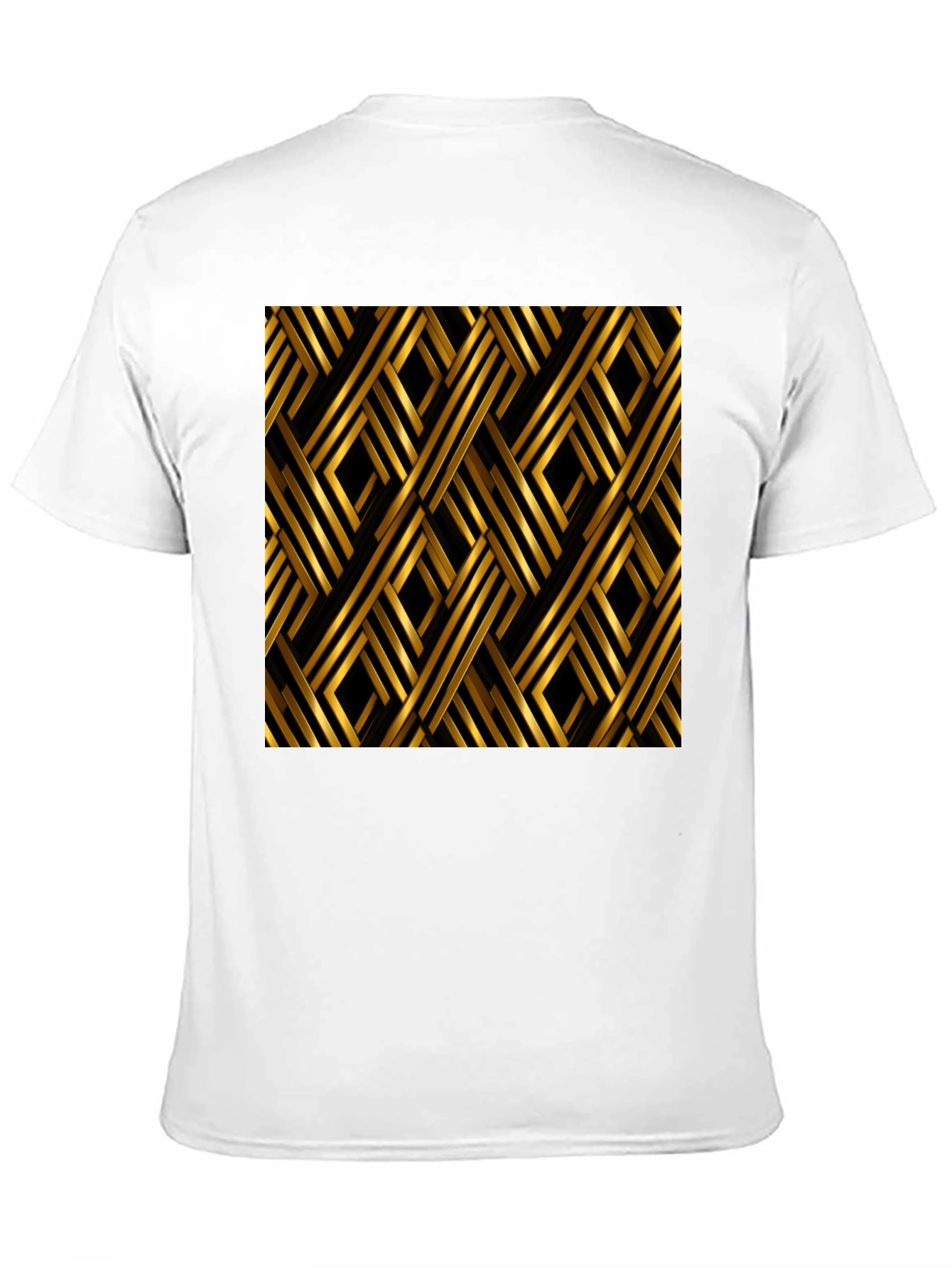 Geometric Gold Pattern Black T-Shirt