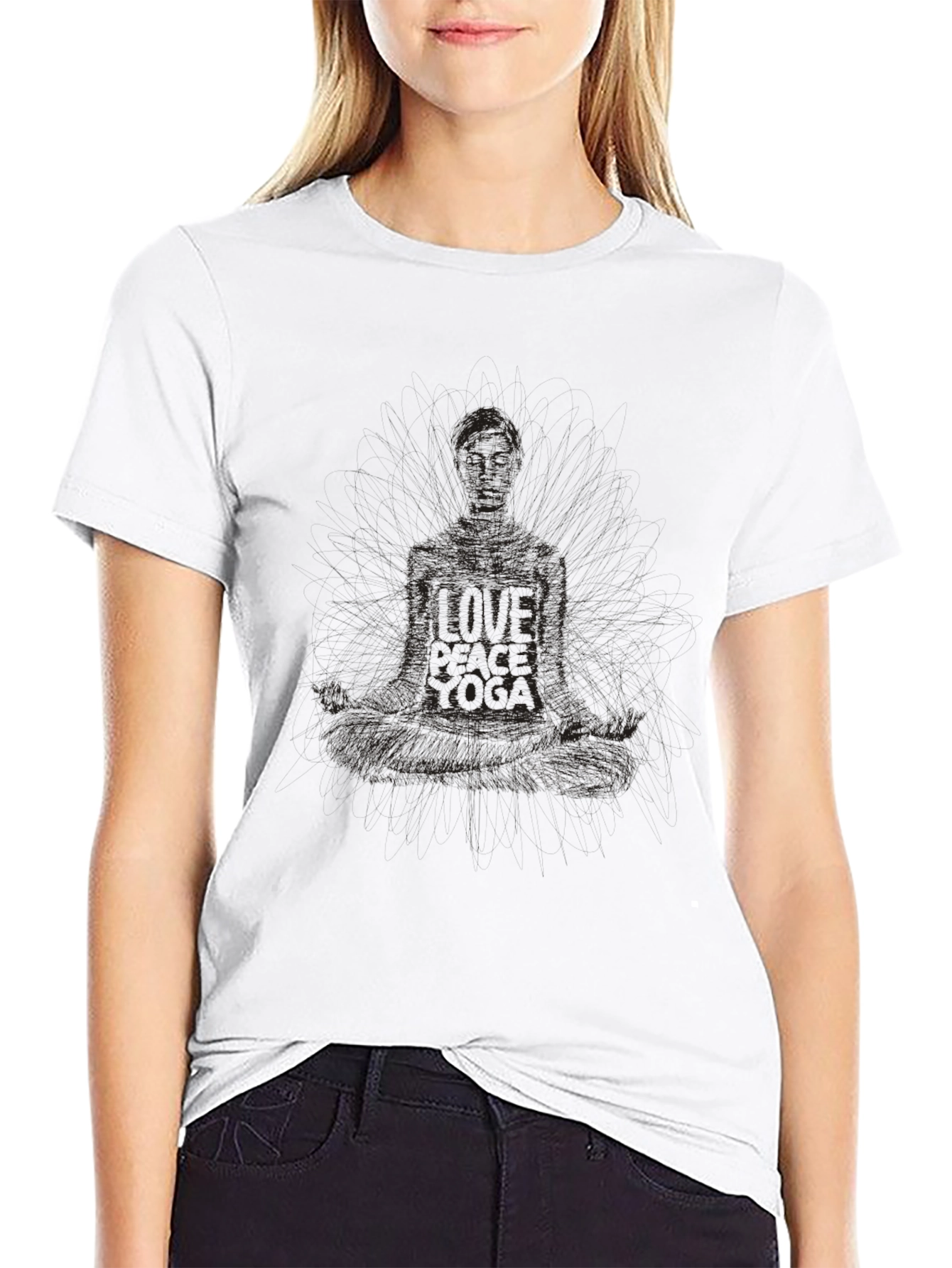 Black Yoga Love Mens T-Shirt