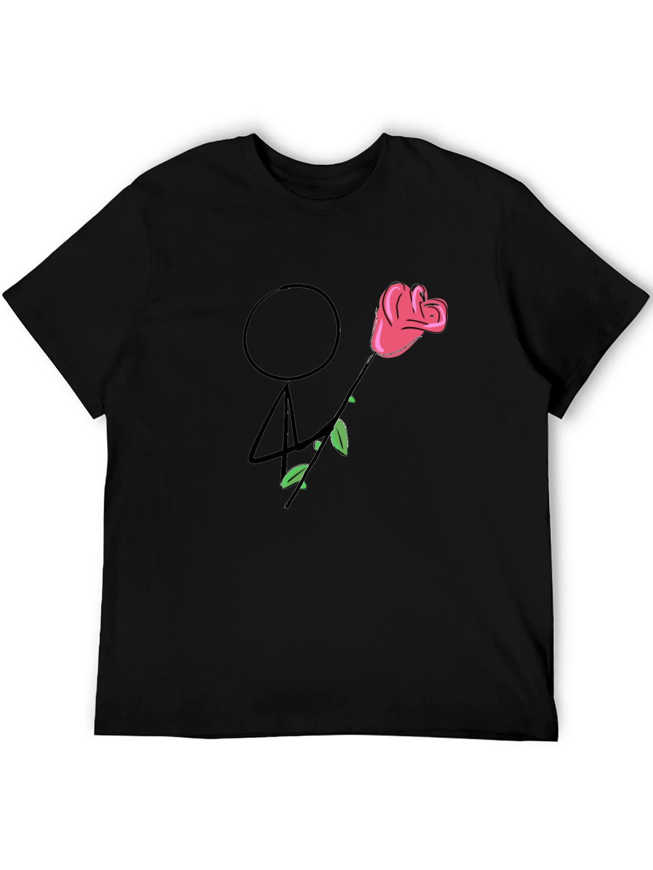 Stick Figure Rose Graphic Tee - Unique Design