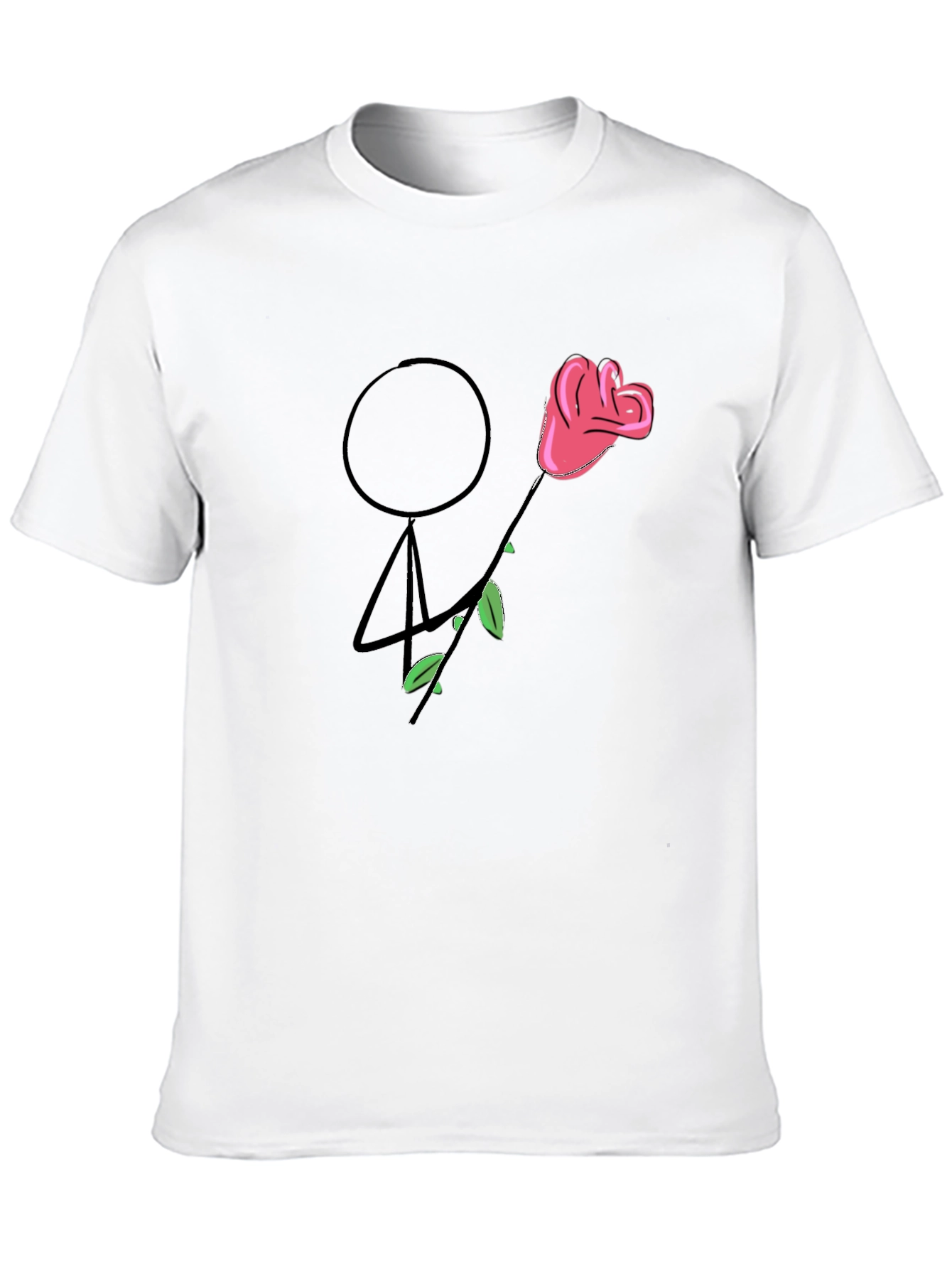 Stick Figure Rose Graphic Tee - Unique Design