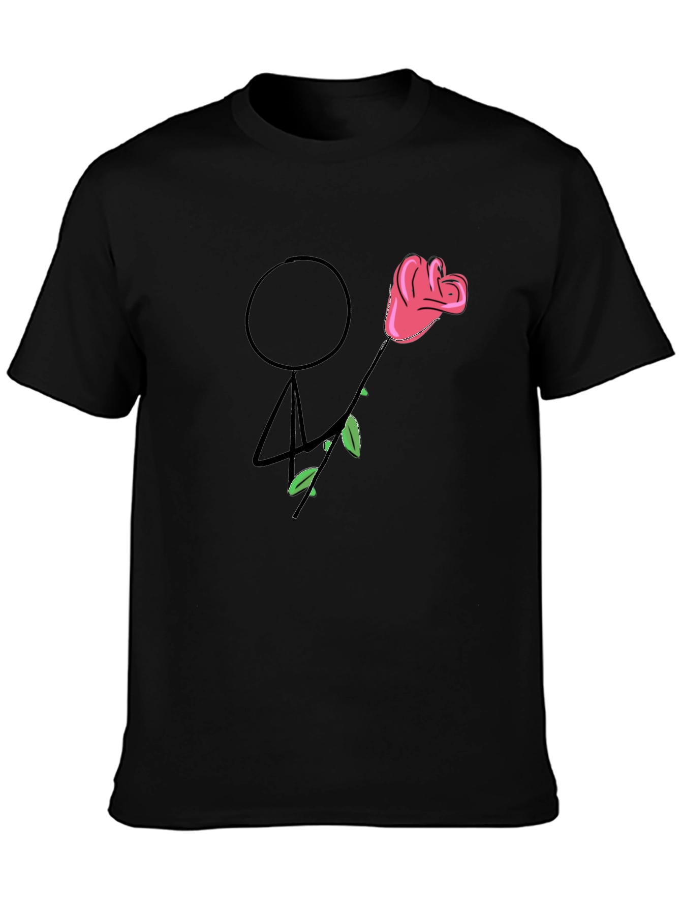 Stick Figure Rose Graphic Tee - Unique Design