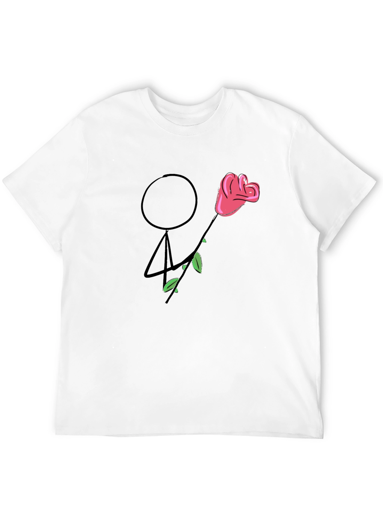Stick Figure Rose Graphic Tee - Unique Design
