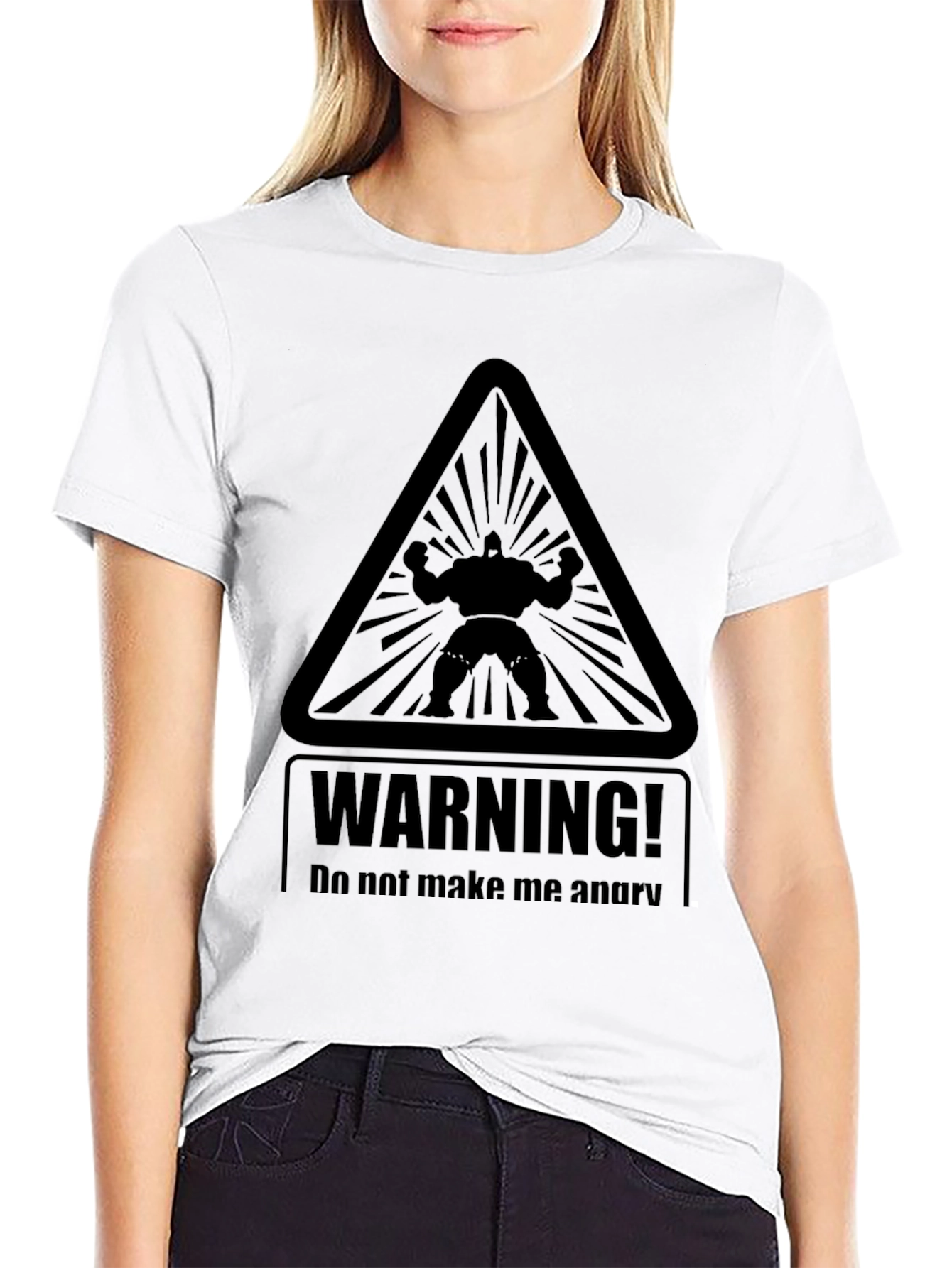 Warning Angry Man Graphic Black T-Shirt