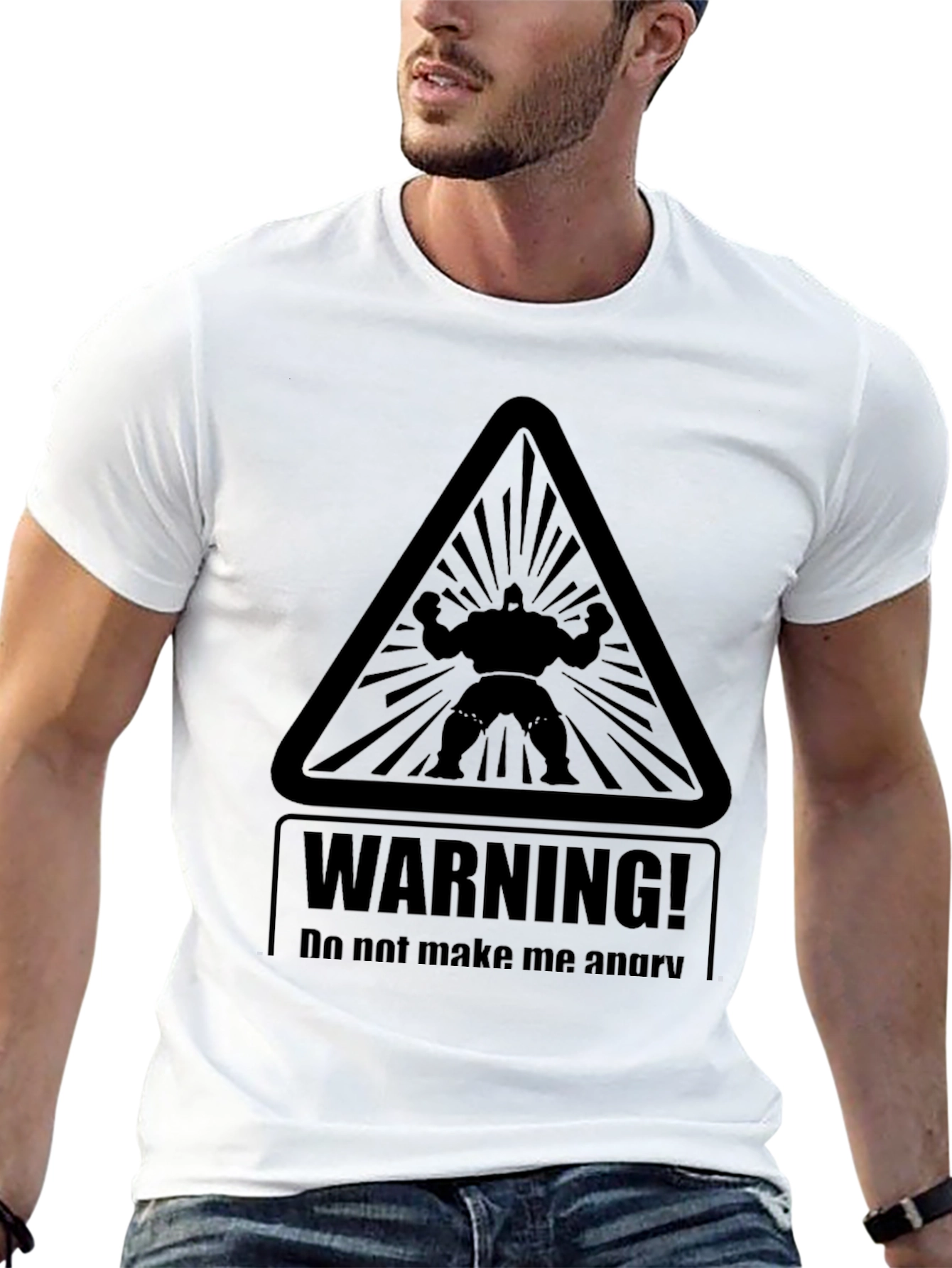 Warning Angry Man Graphic Black T-Shirt