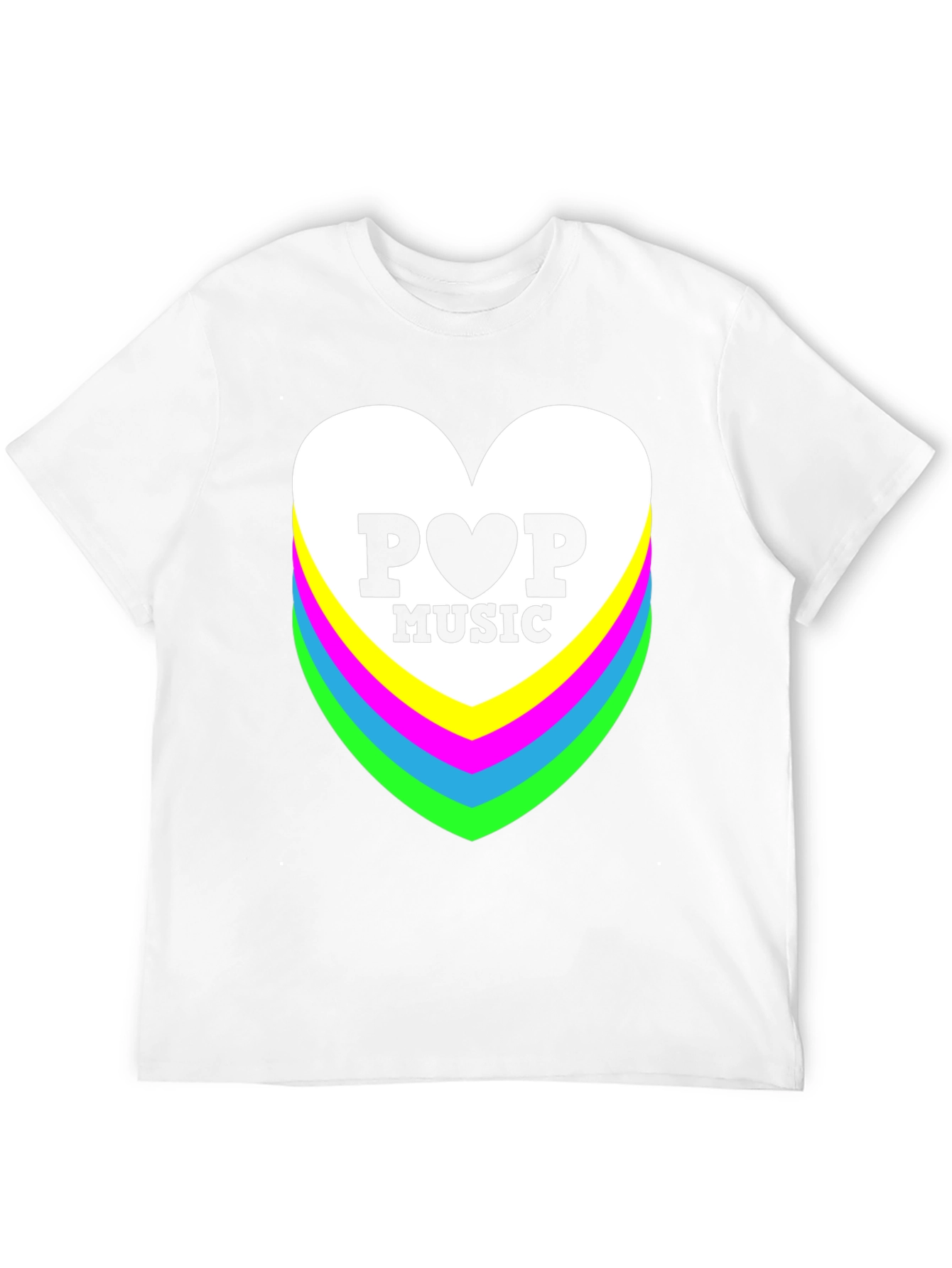Pop Music Heart Graphic Black T-Shirt