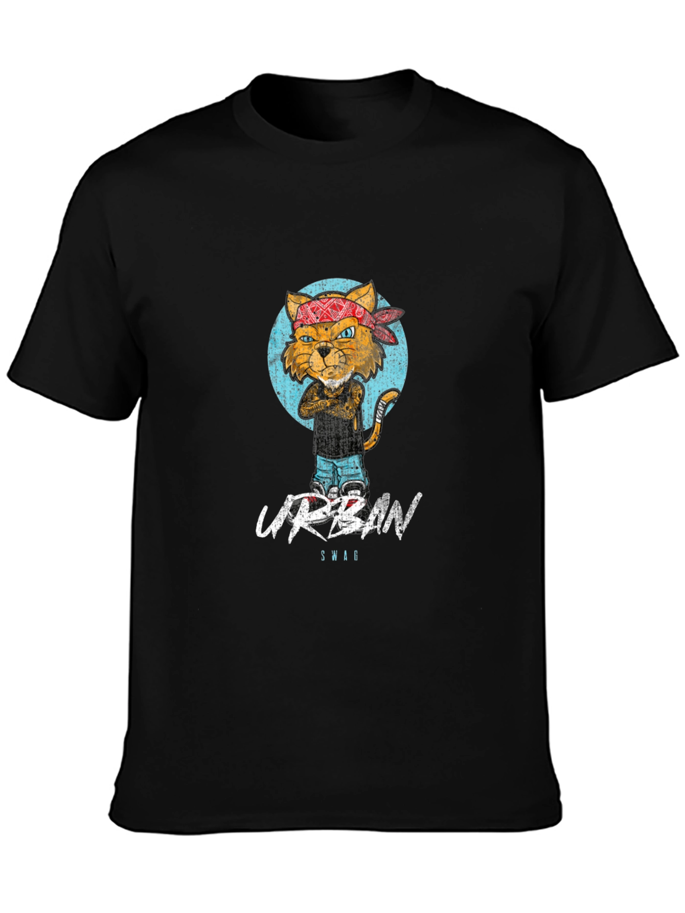 Urban Swag Cat Graphic Print T-Shirt