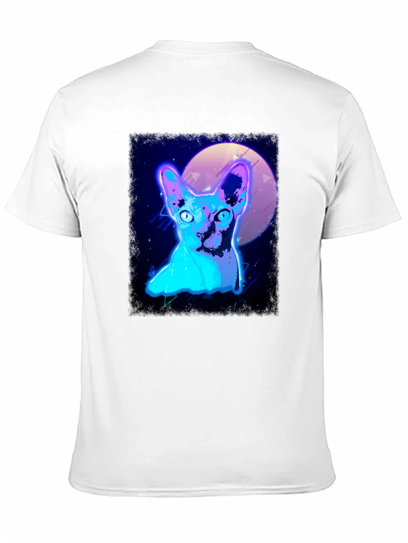 Retro Synthwave Cat Graphic Tee - Black T-Shirt