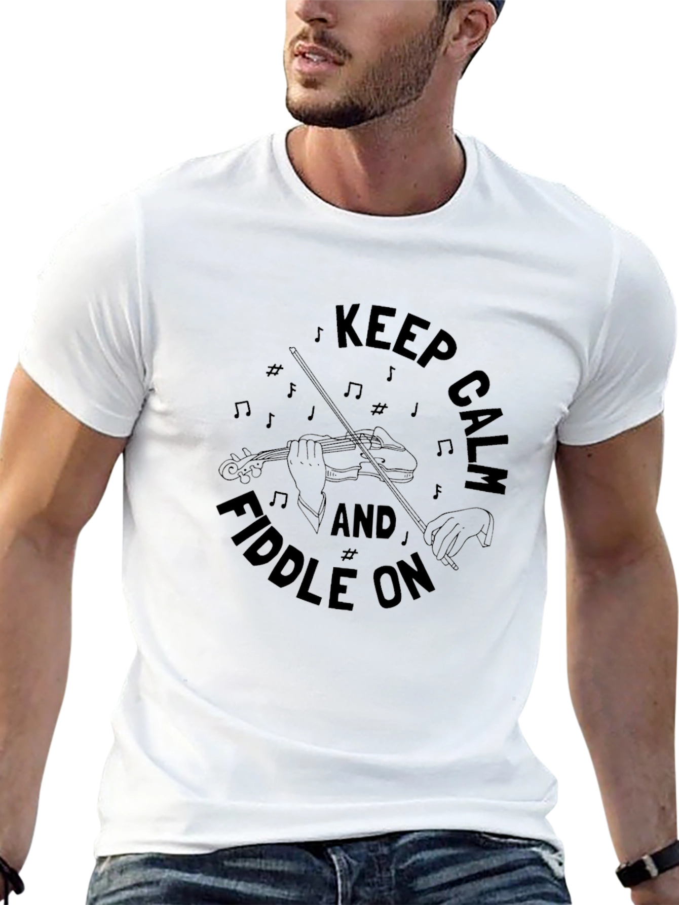 Keep Calm and Fiddle On Black T-Shirt