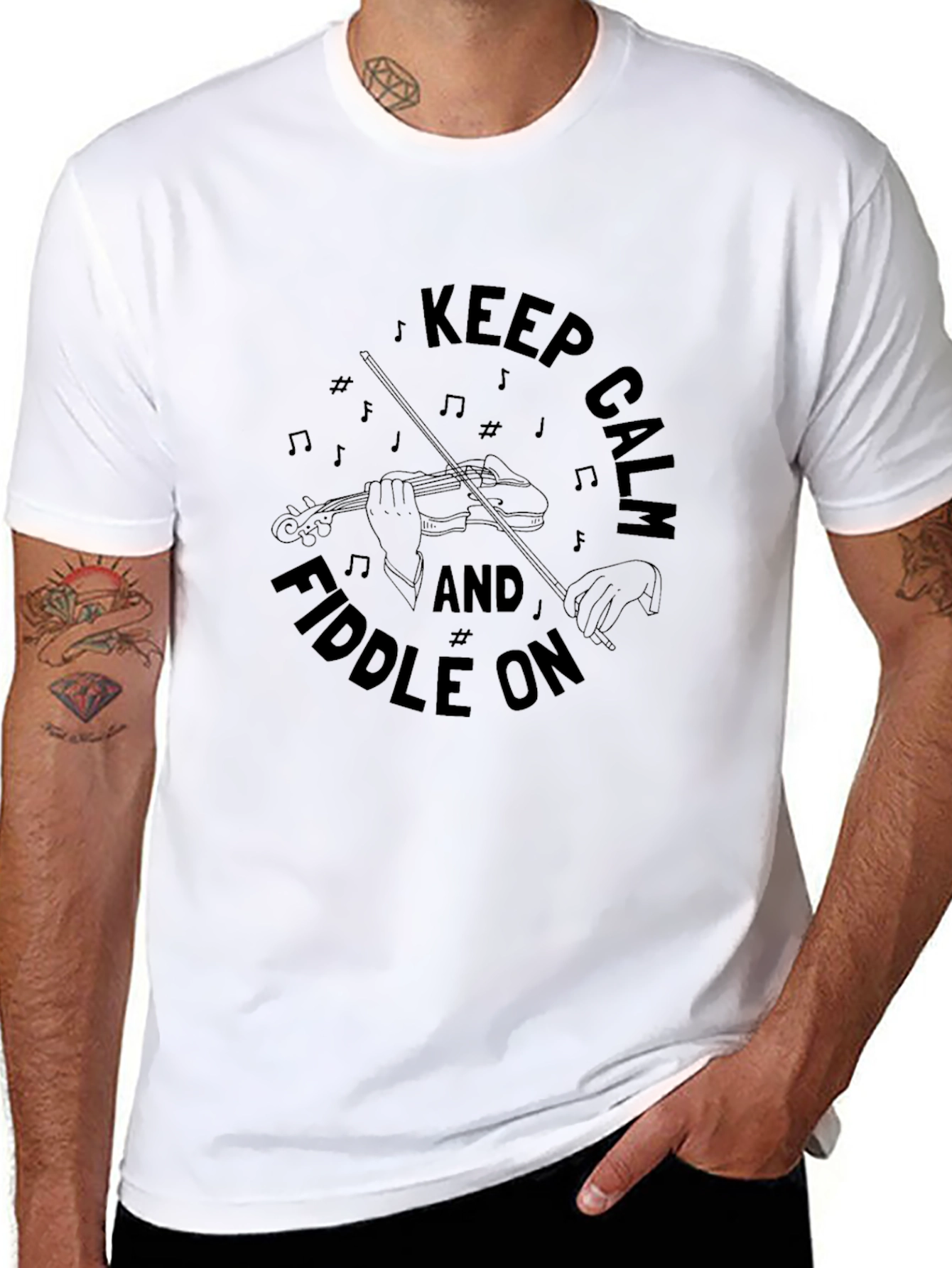 Keep Calm and Fiddle On Black T-Shirt