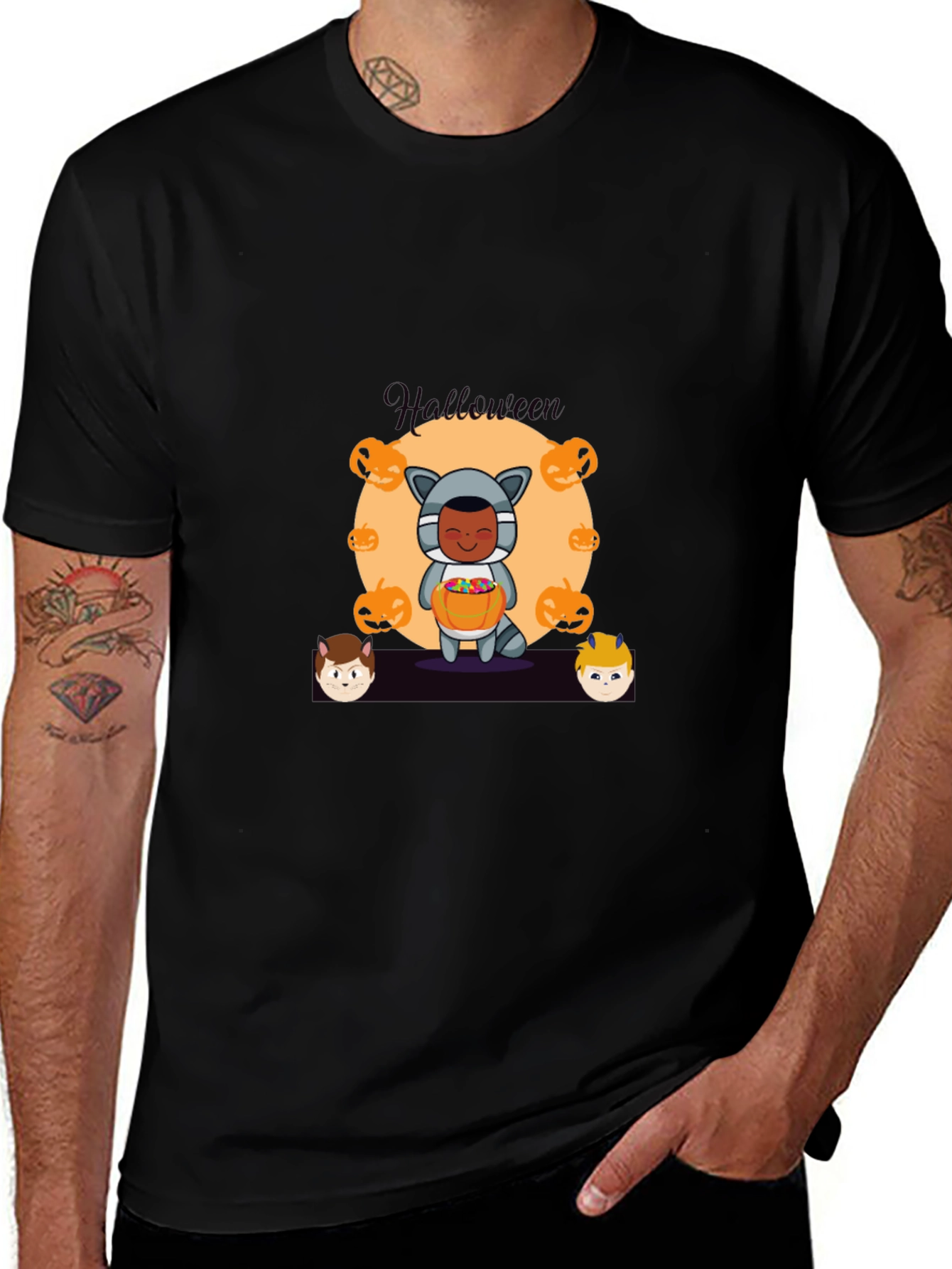 Halloween Graphic Print Black T-Shirt