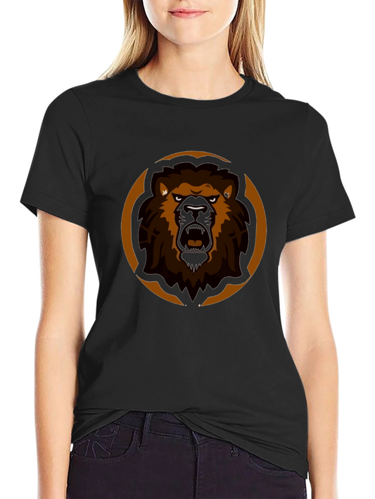 Lion Graphic Tee - Black Cotton Blend T-Shirt