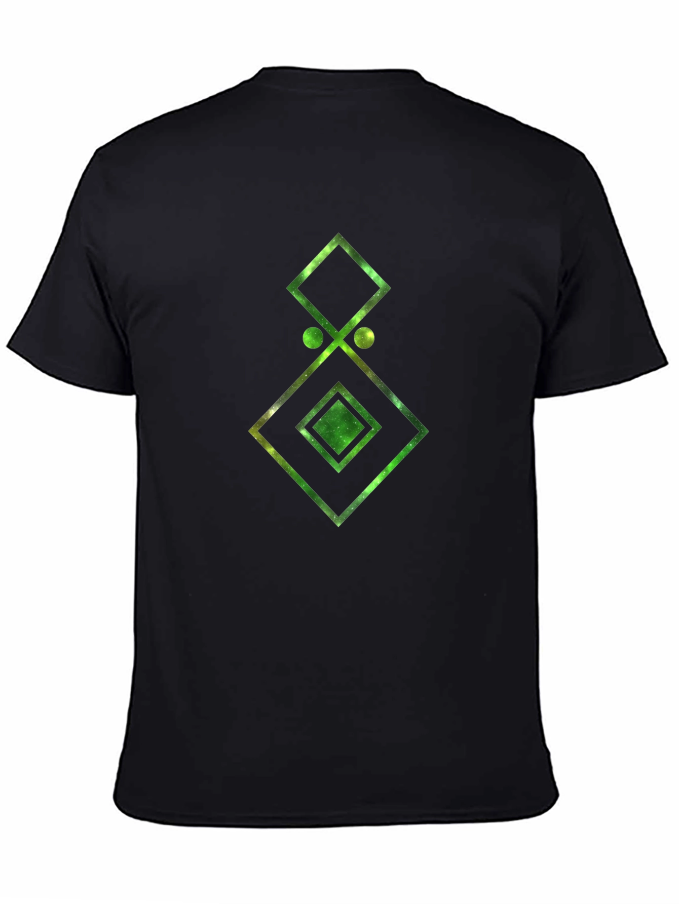 Geometric Galaxy Print Black T-Shirt