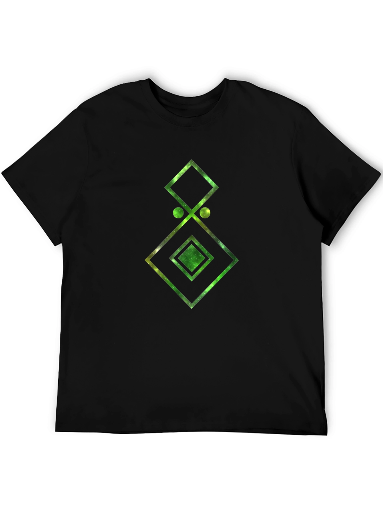 Geometric Galaxy Print Black T-Shirt