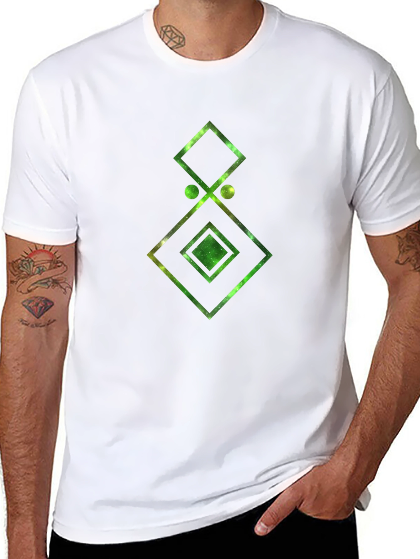Geometric Galaxy Print Black T-Shirt