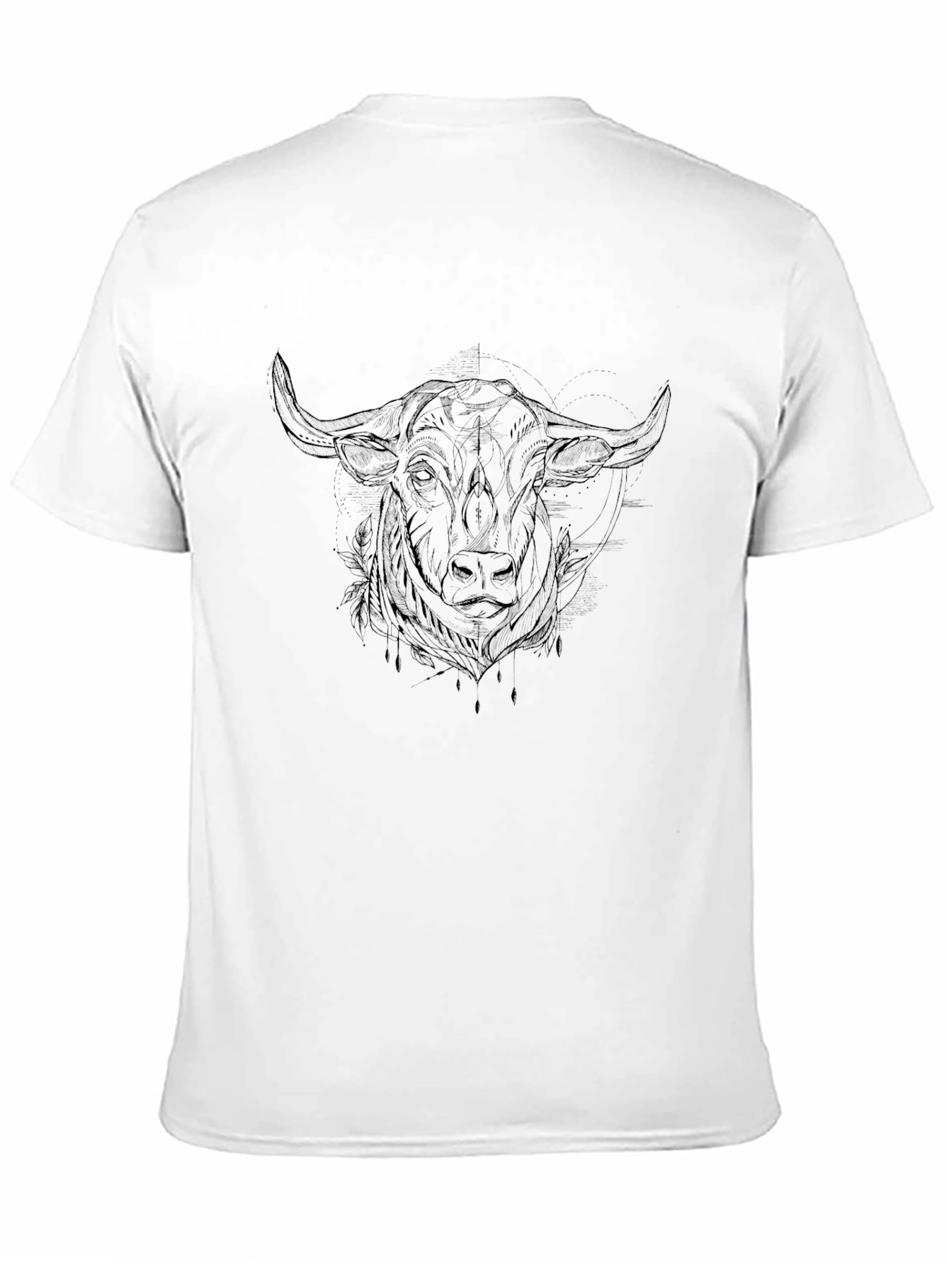 Black Bull Graphic Tee - Modern Line Art Design