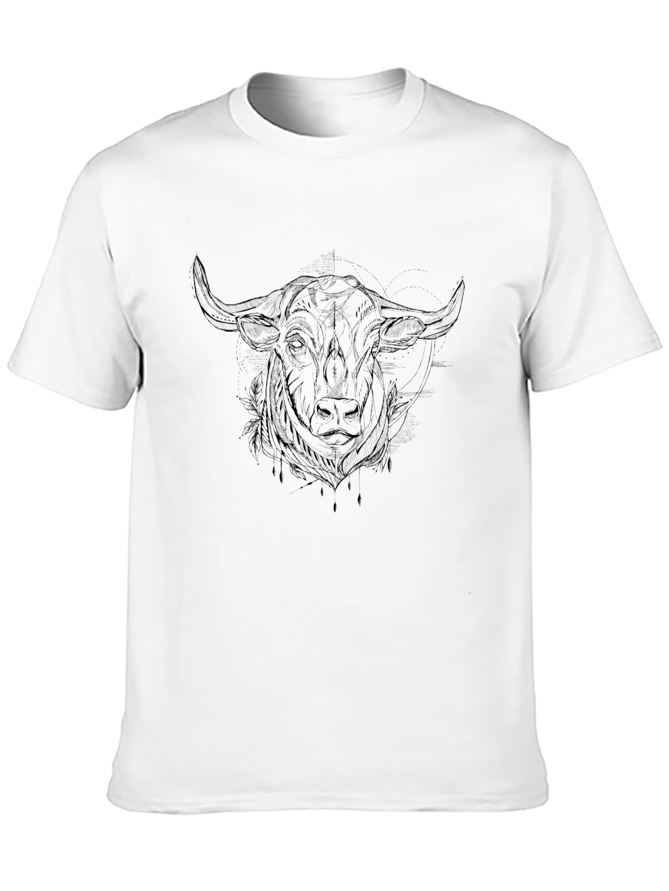 Black Bull Graphic Tee - Modern Line Art Design