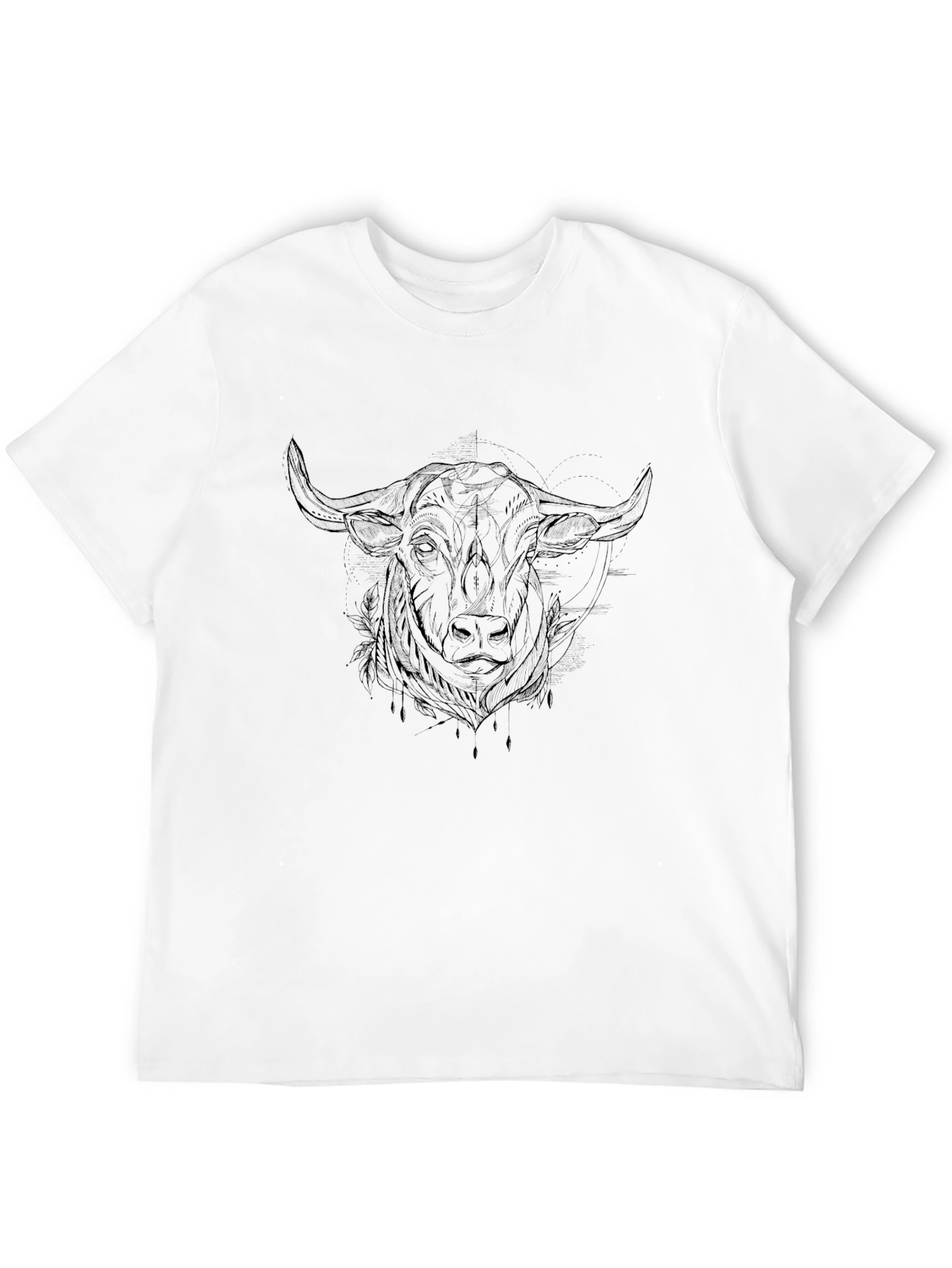 Black Bull Graphic Tee - Modern Line Art Design