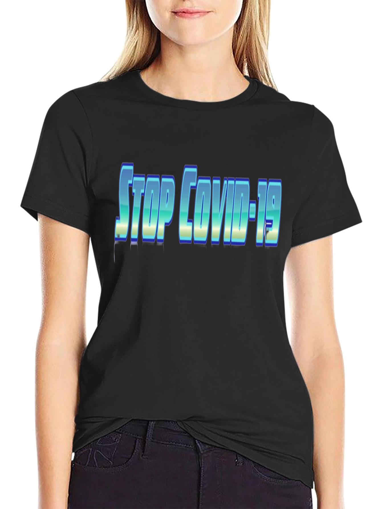 Stop COVID-19 Black T-Shirt