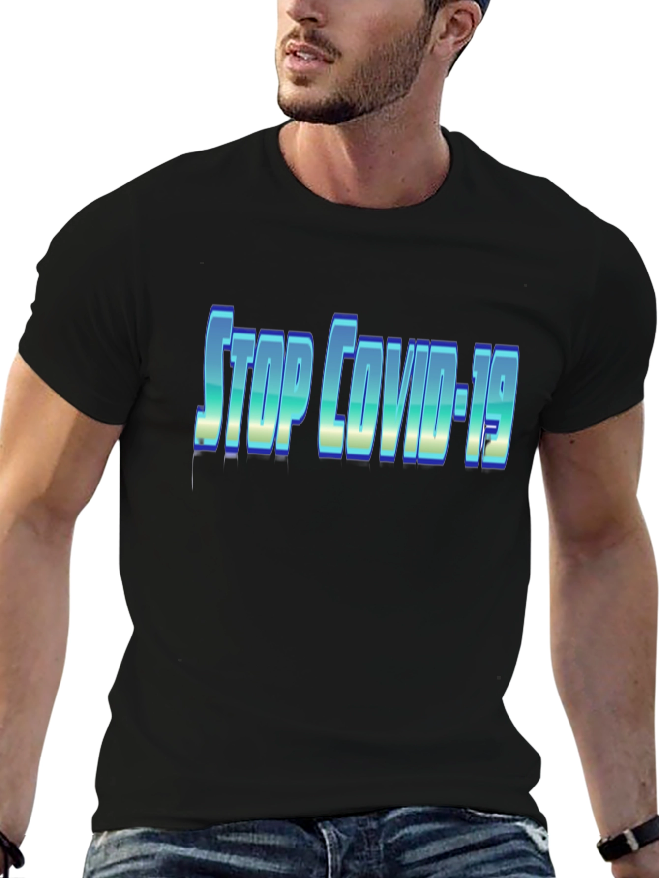Stop COVID-19 Black T-Shirt