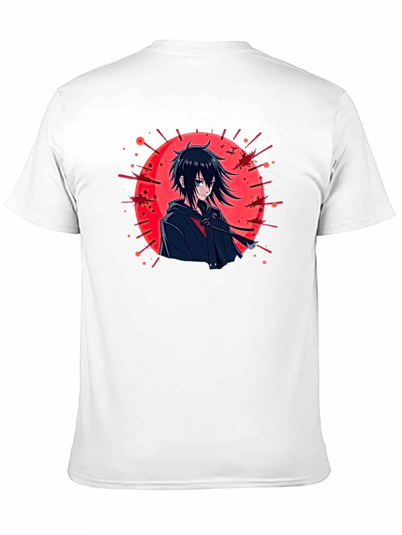 Anime Style Graphic Tee - Black Cotton T-Shirt