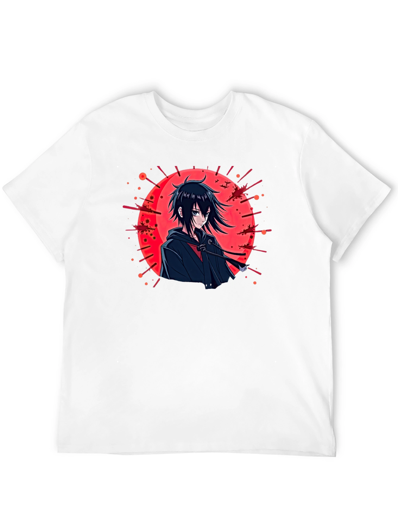 Anime Style Graphic Tee - Black Cotton T-Shirt
