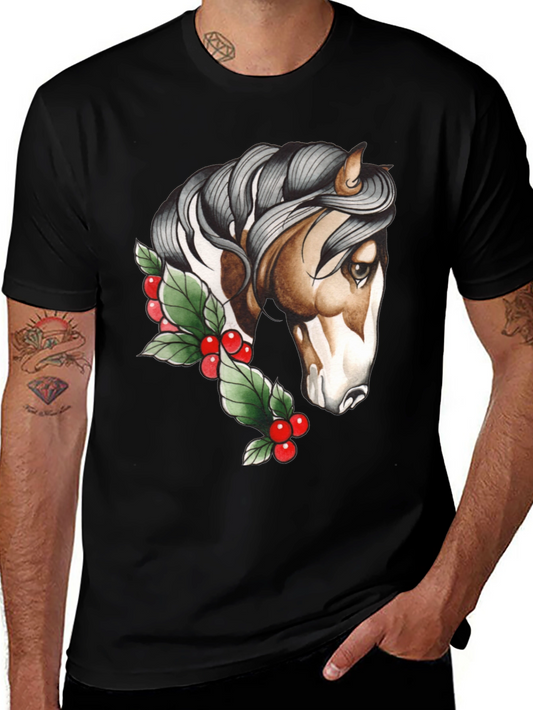 Horse & Holly Graphic Tee - Stylish Unisex Shirt