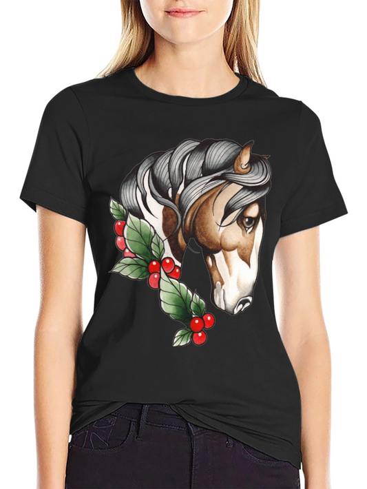 Horse & Holly Graphic Tee - Stylish Unisex Shirt