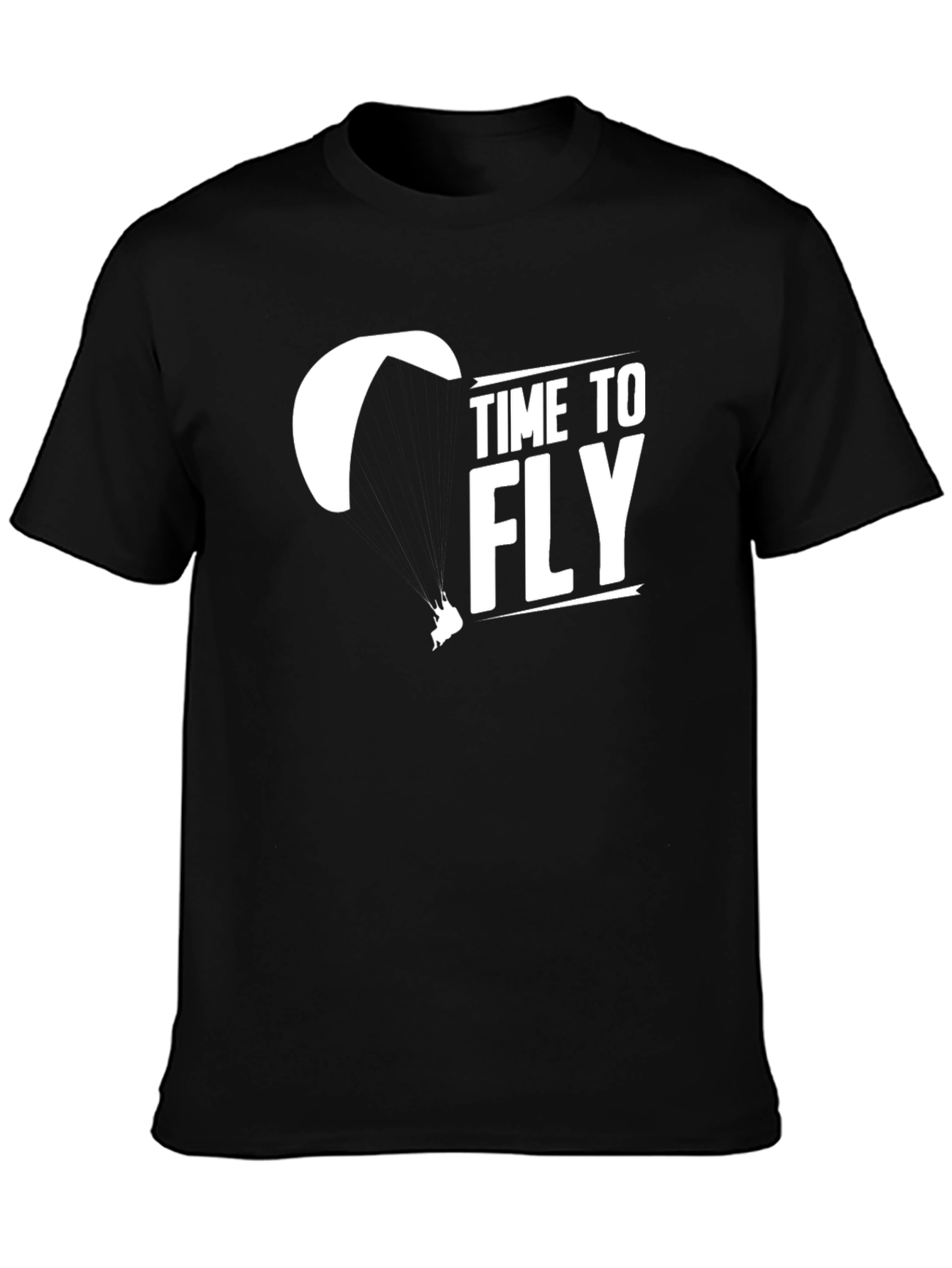Time to Fly Black T-Shirt - Paragliding Design
