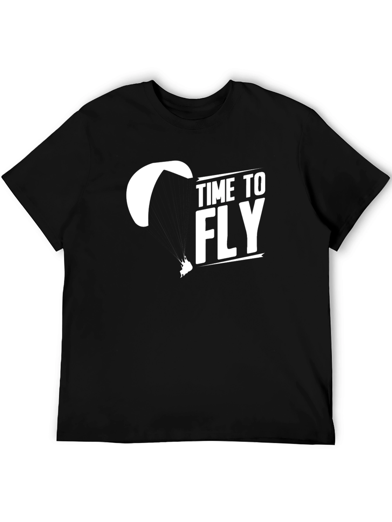 Time to Fly Black T-Shirt - Paragliding Design
