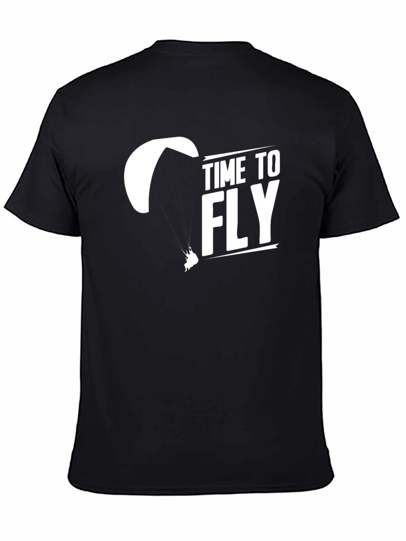Time to Fly Black T-Shirt - Paragliding Design