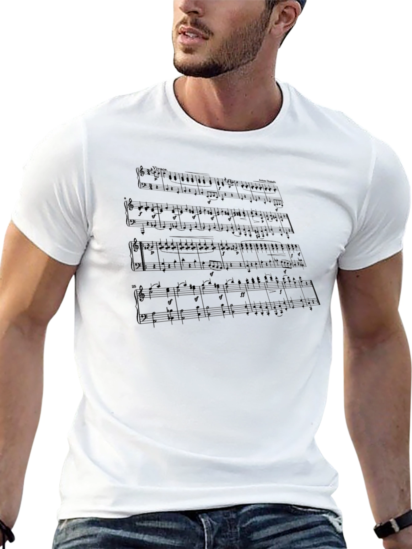 Musical Score Graphic Black T-Shirt