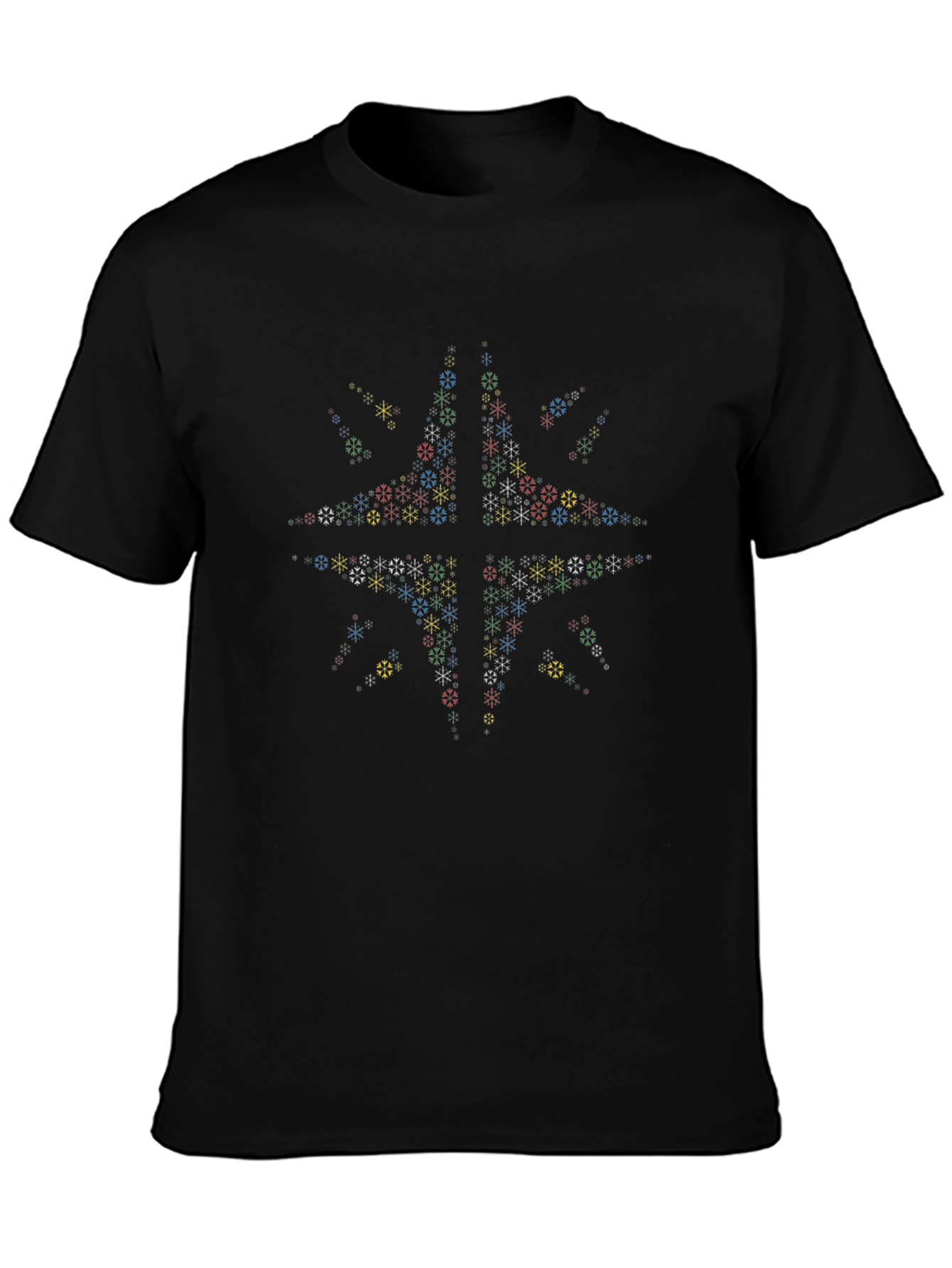 Geometric Snowflake T-Shirt - Stylish Black Tee
