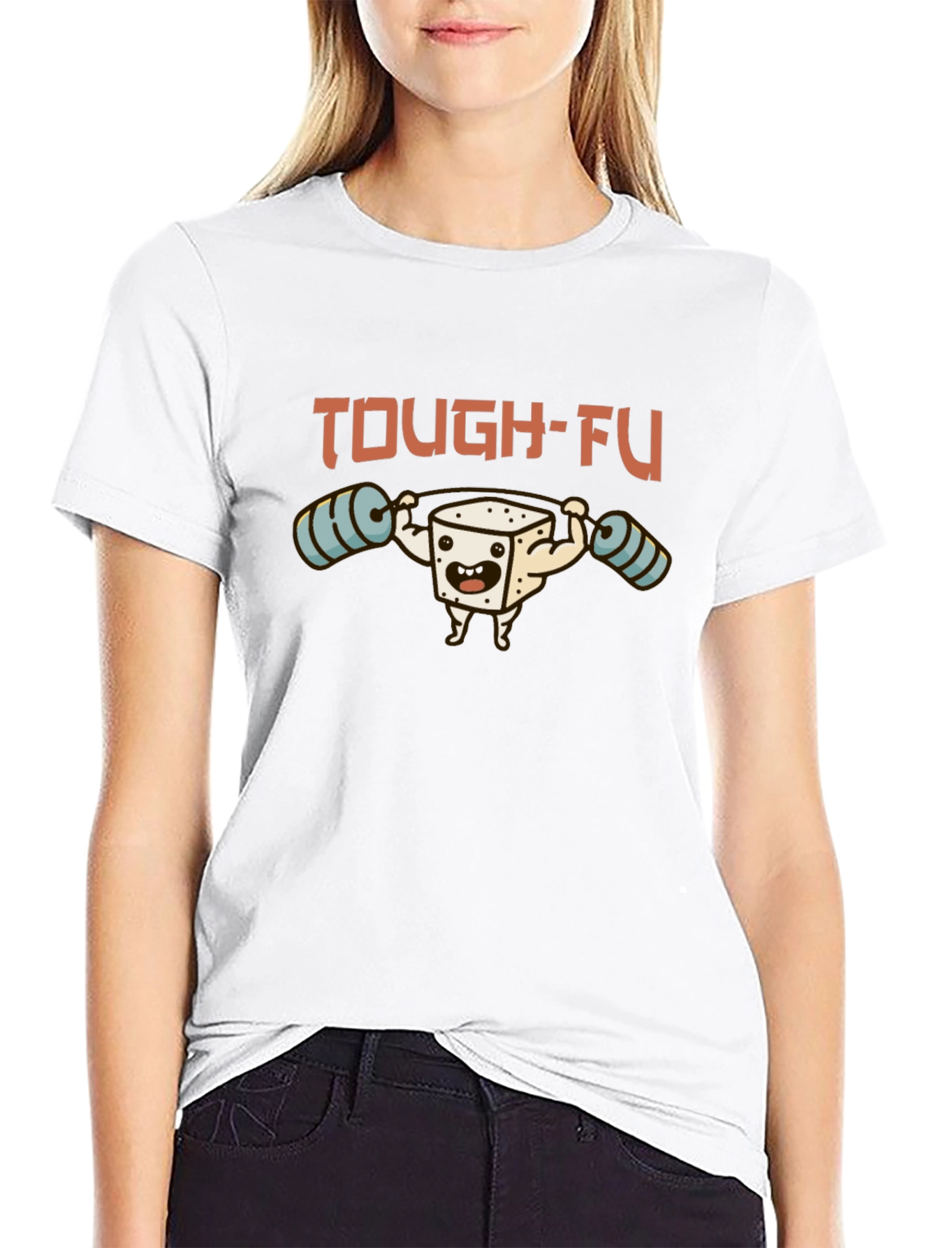 Tough-Fu T-Shirt - Weightlifting Tofu Design