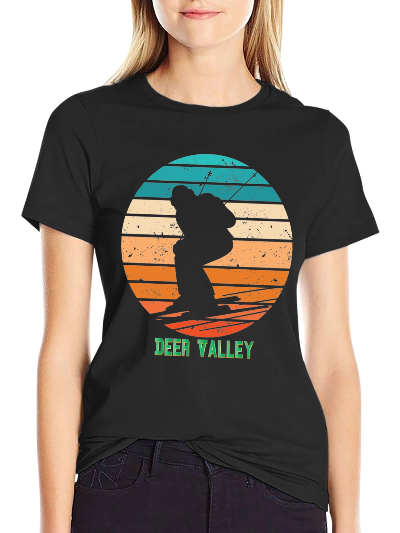 Deer Valley Ski Retro Graphic Tee - Black