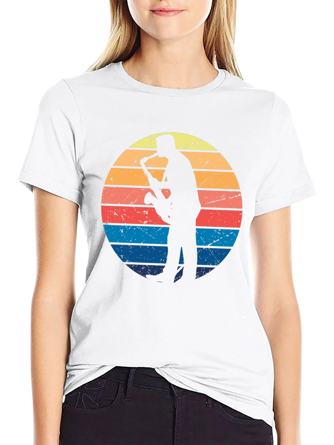 Retro Saxophone Player Sunset T-Shirt