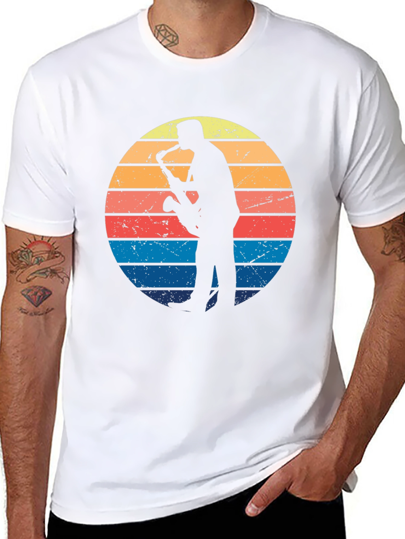 Retro Saxophone Player Sunset T-Shirt
