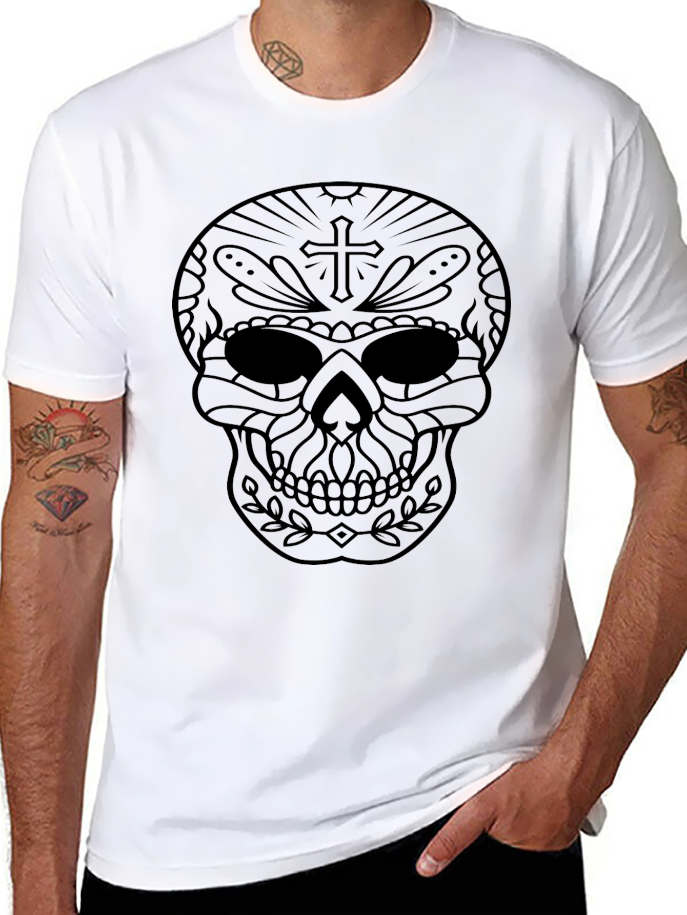 Sugar Skull Graphic Tee - Black