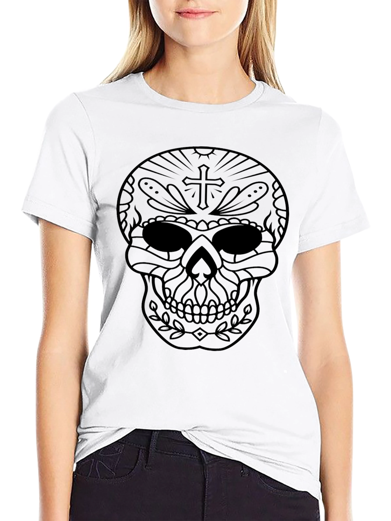 Sugar Skull Graphic Tee - Black