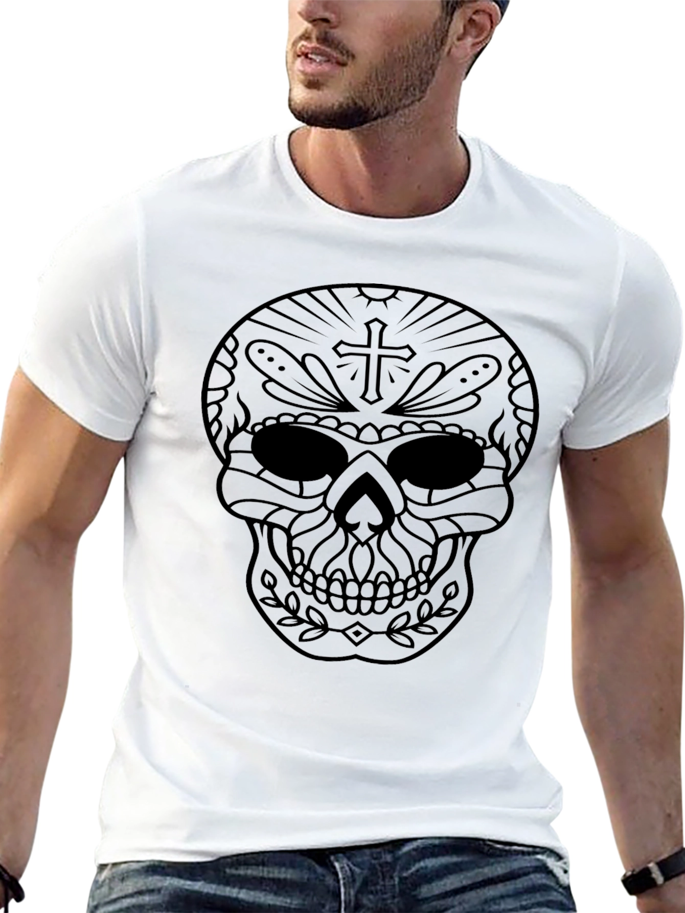 Sugar Skull Graphic Tee - Black